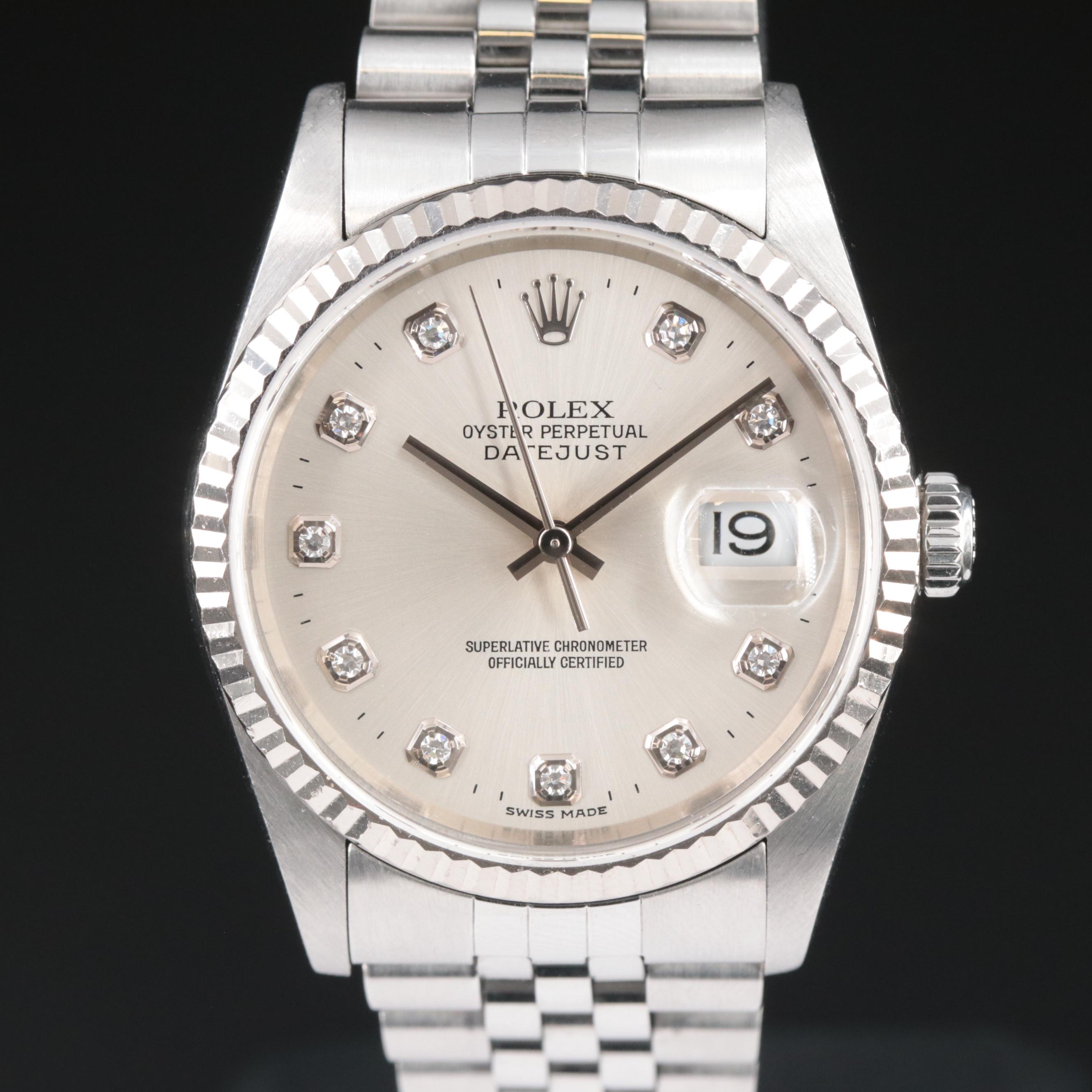 2002 Rolex Factory Diamond Dial Datejust Watch