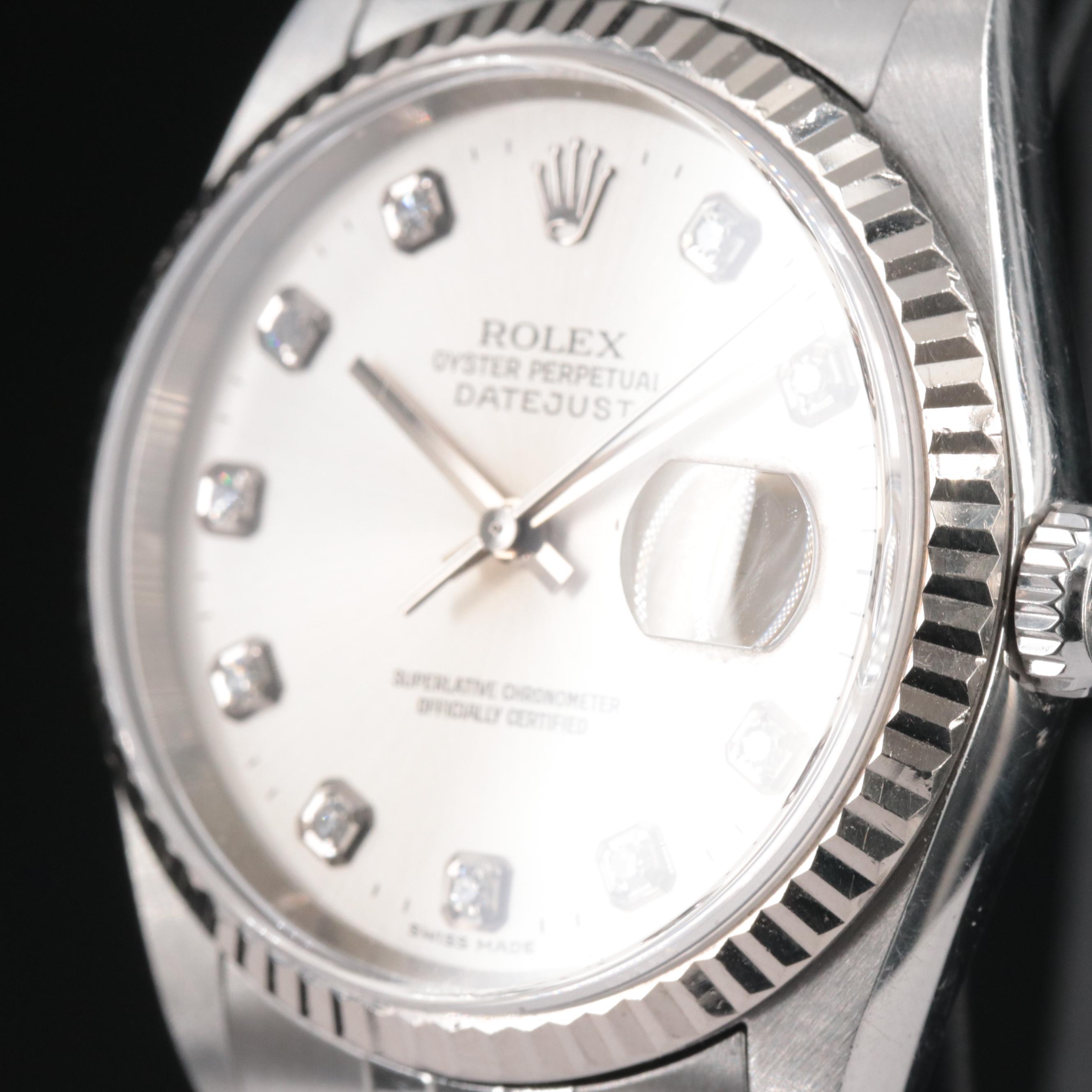 2002 Rolex Factory Diamond Dial Datejust Watch