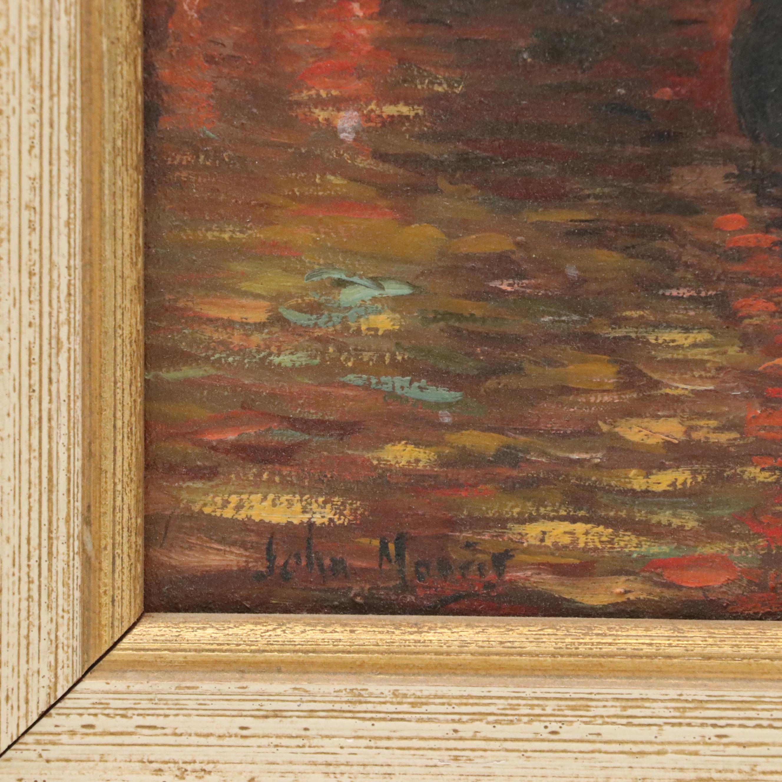 John Morris Port Scene at Sunset Oil Painting