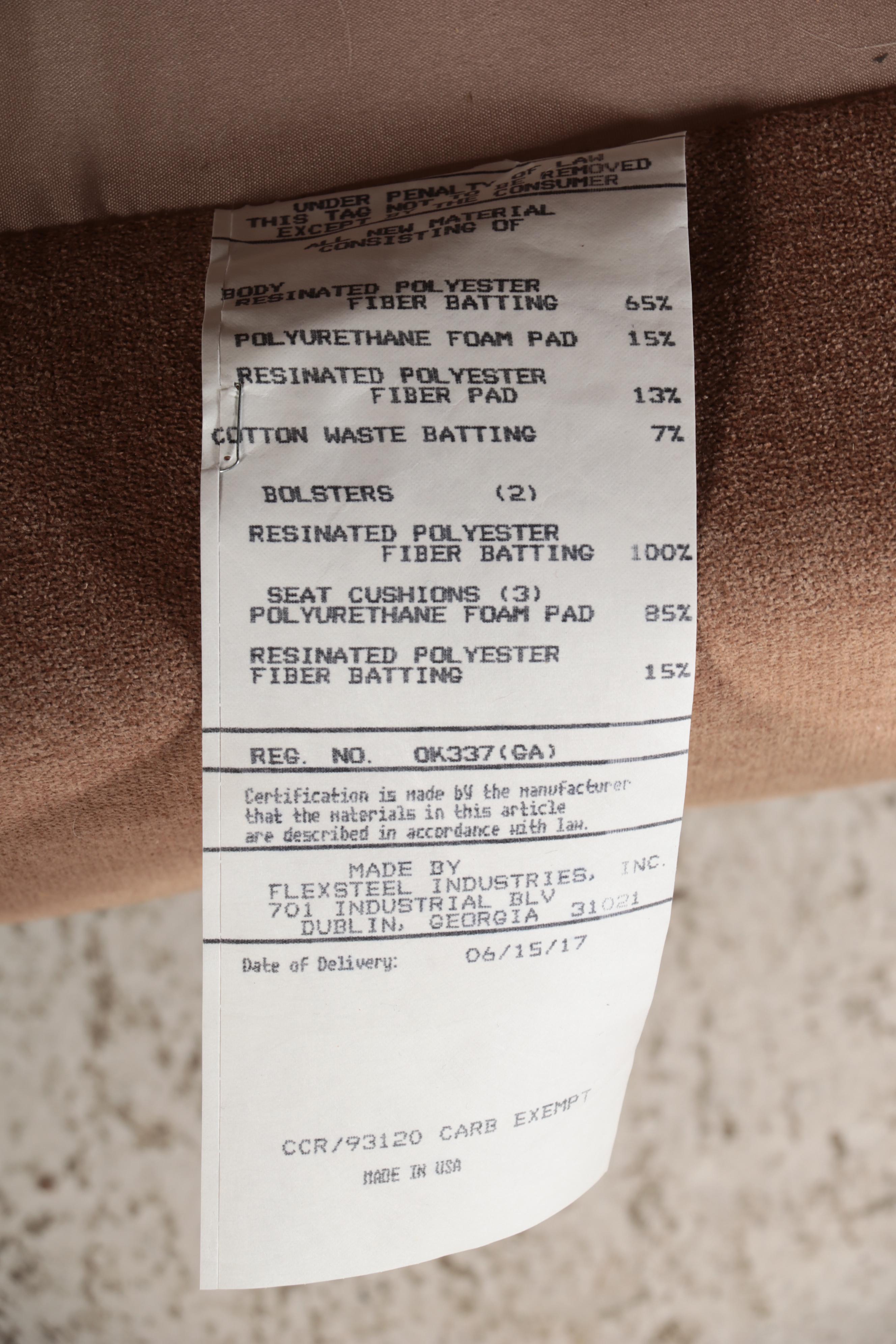 Flexsteel "Westside" Tan Sofa, 2017