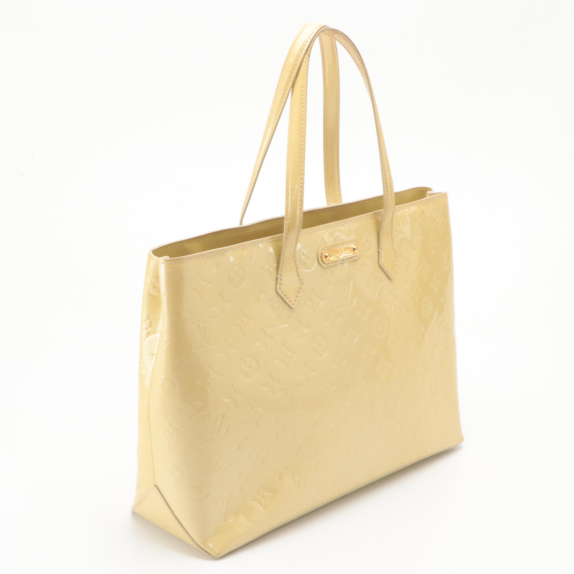 Louis Vuitton Wilshire Monogram Pale Yellow Vernis MM Tote Bag