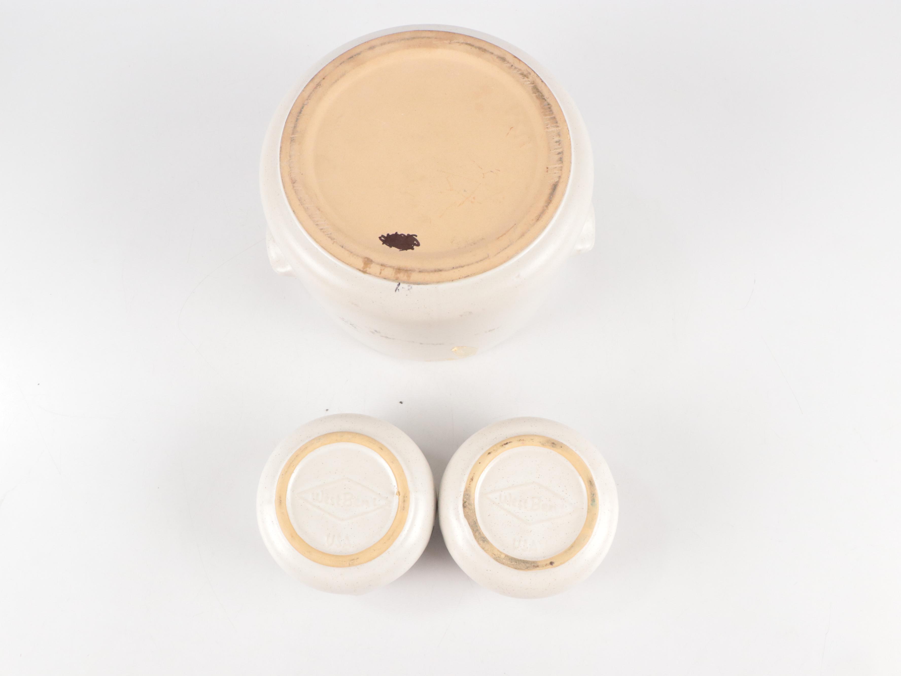 Mid Century Modern West Bend Bean Pots with Other Stoneware Pots