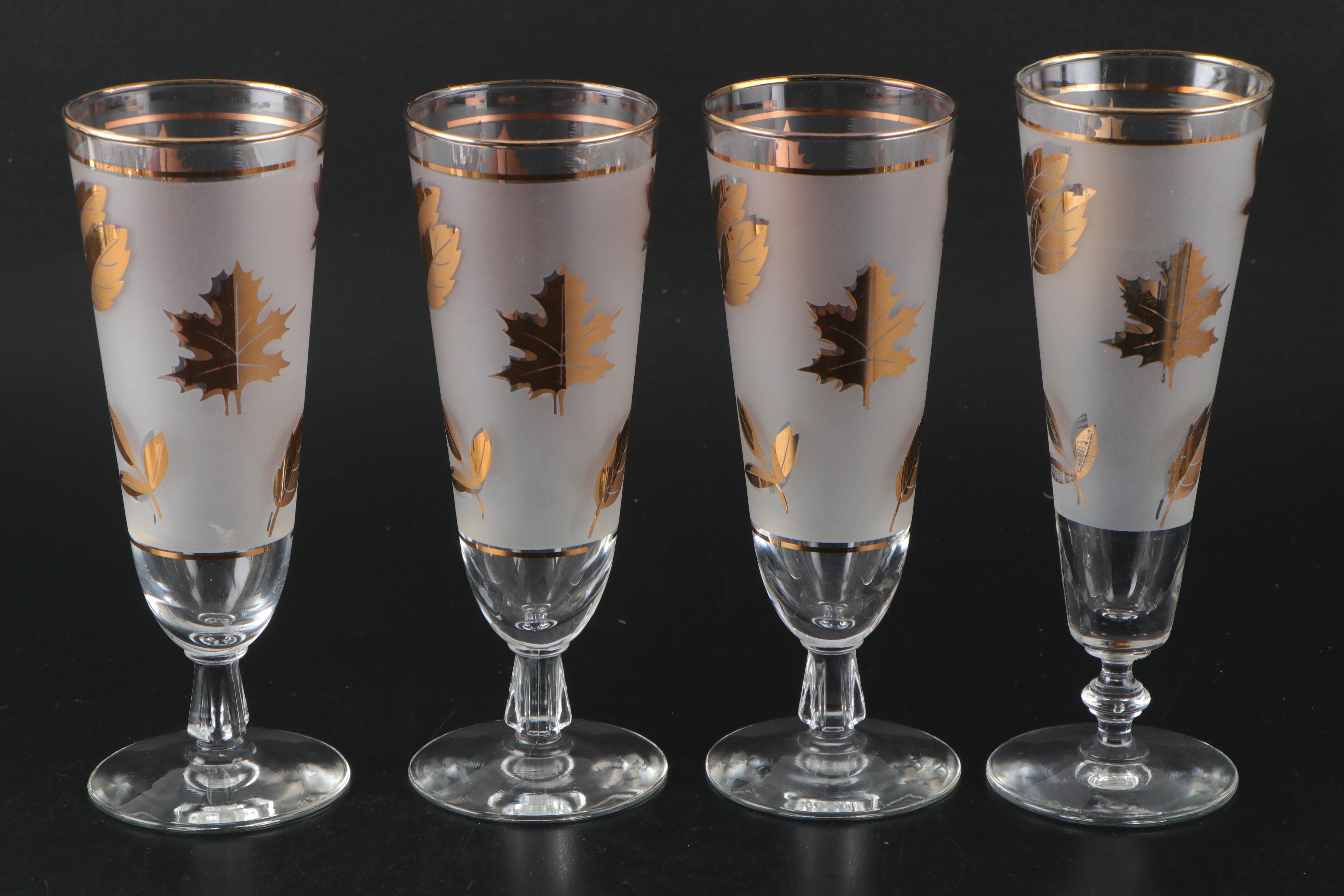 Libbey "Golden Foliage" Frosted Glass Drinkware, 1953-1978