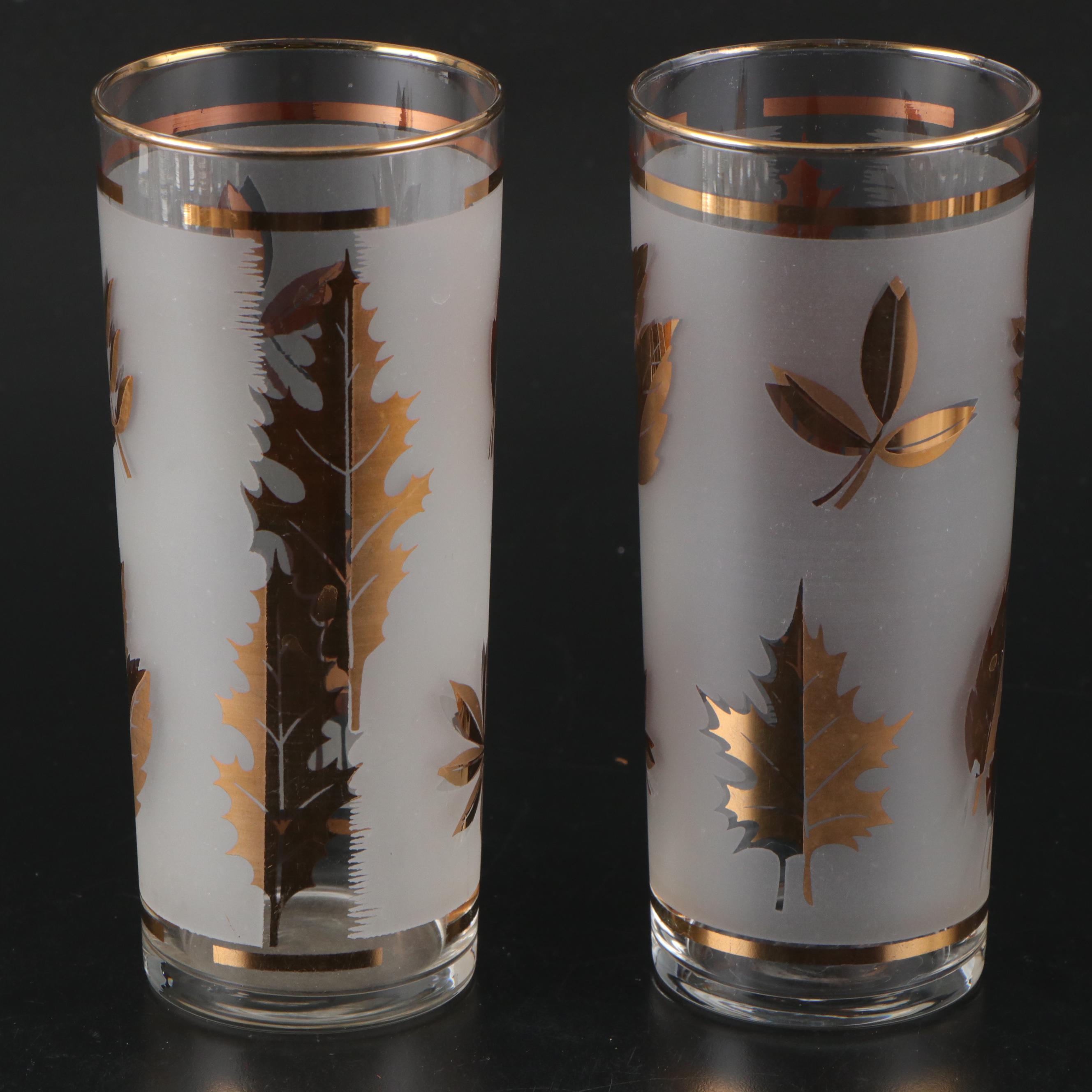 Libbey "Golden Foliage" Frosted Glass Drinkware, 1953-1978