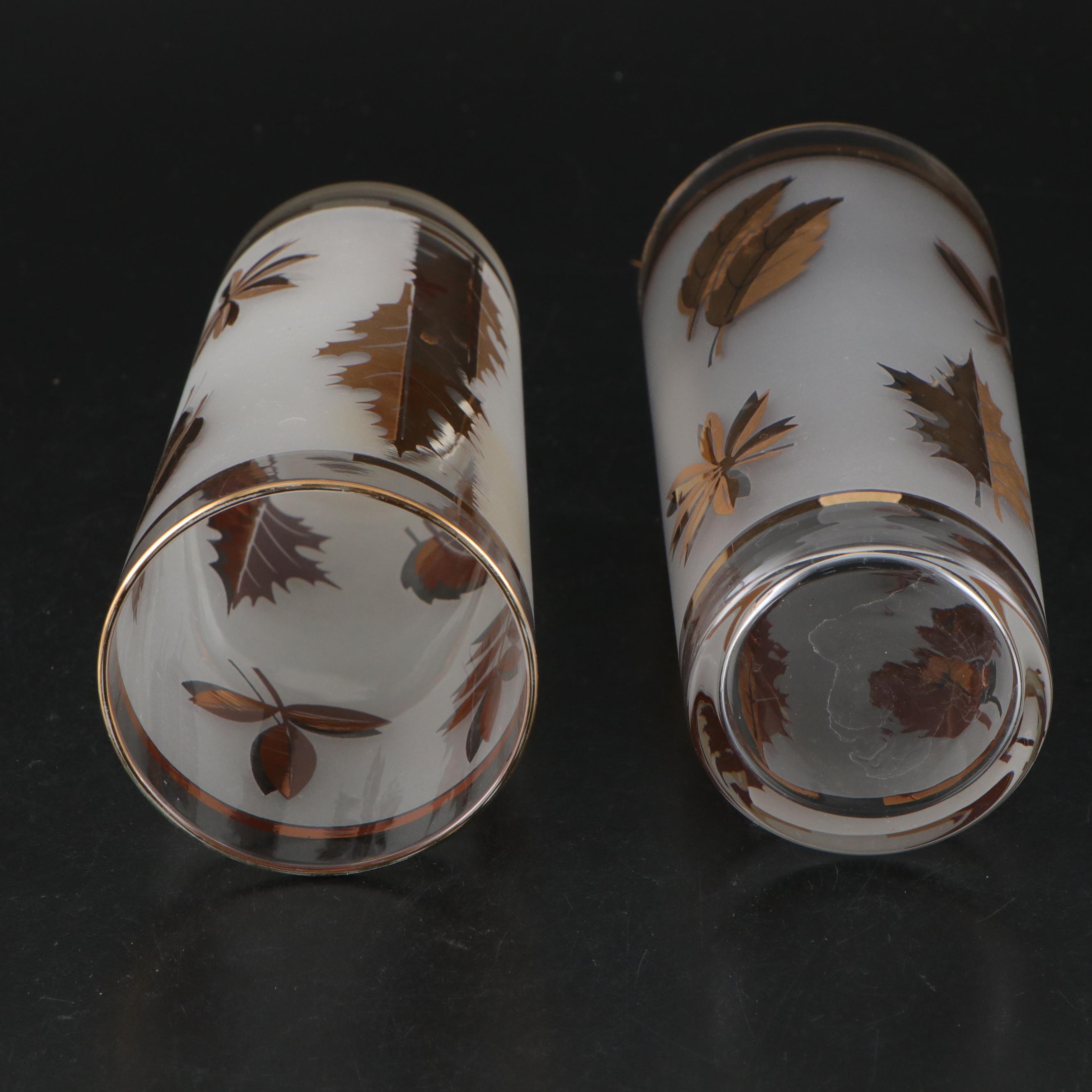 Libbey "Golden Foliage" Frosted Glass Drinkware, 1953-1978
