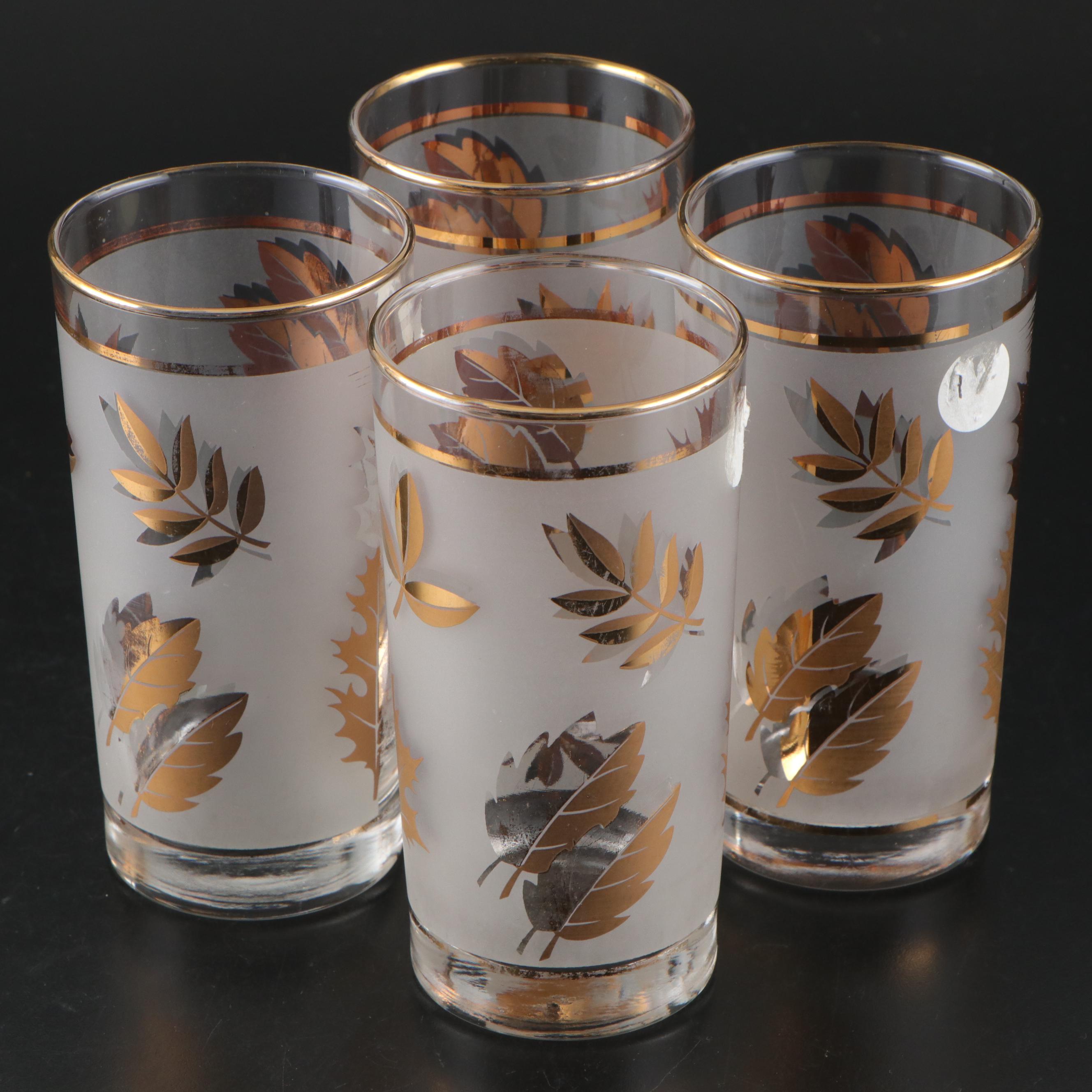 Libbey "Golden Foliage" Frosted Glass Drinkware, 1953-1978