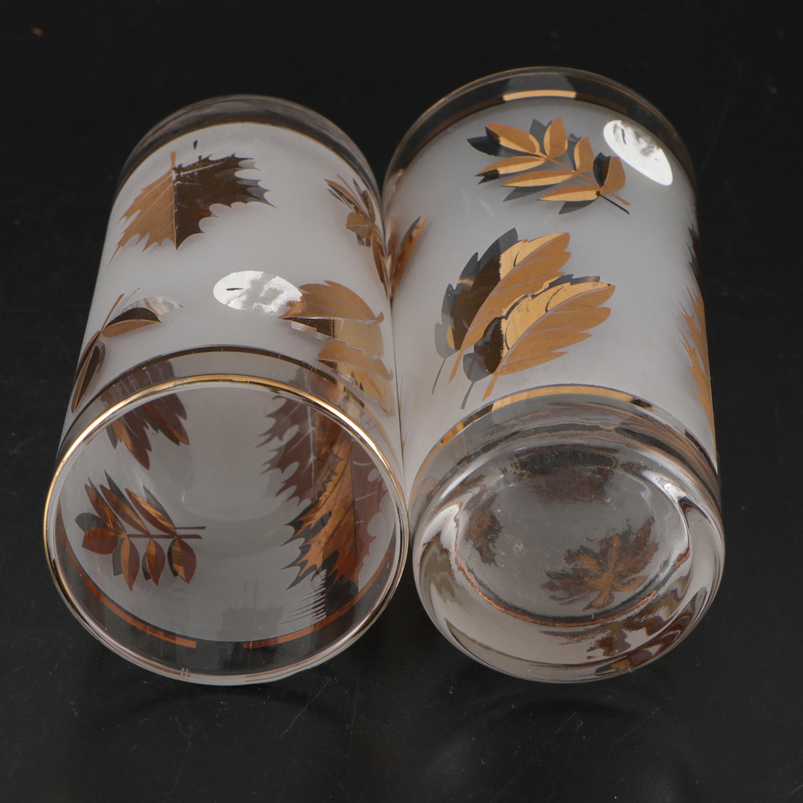 Libbey "Golden Foliage" Frosted Glass Drinkware, 1953-1978