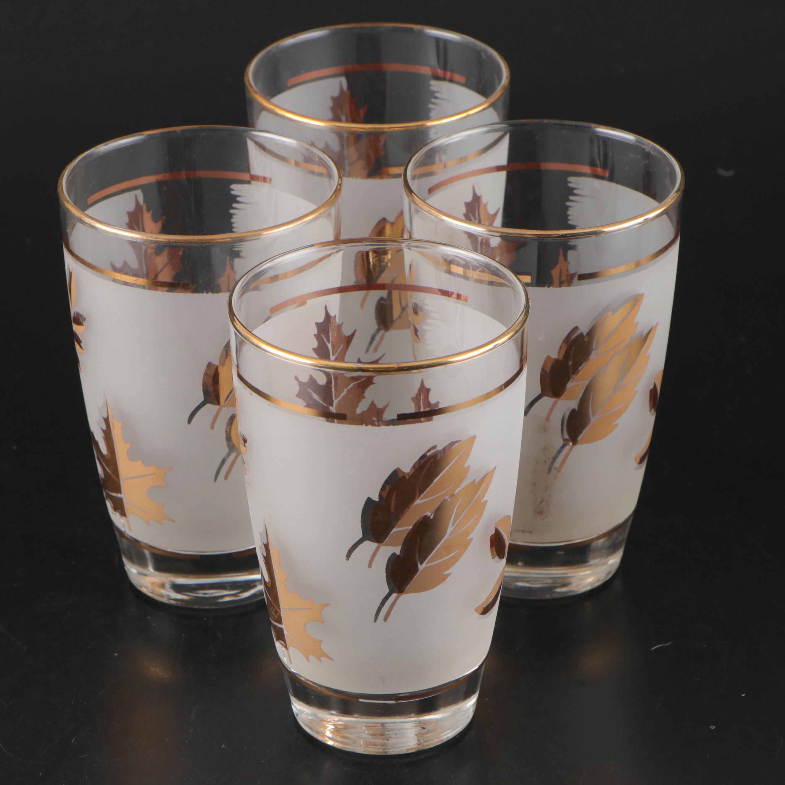 Libbey "Golden Foliage" Frosted Glass Drinkware, 1953-1978