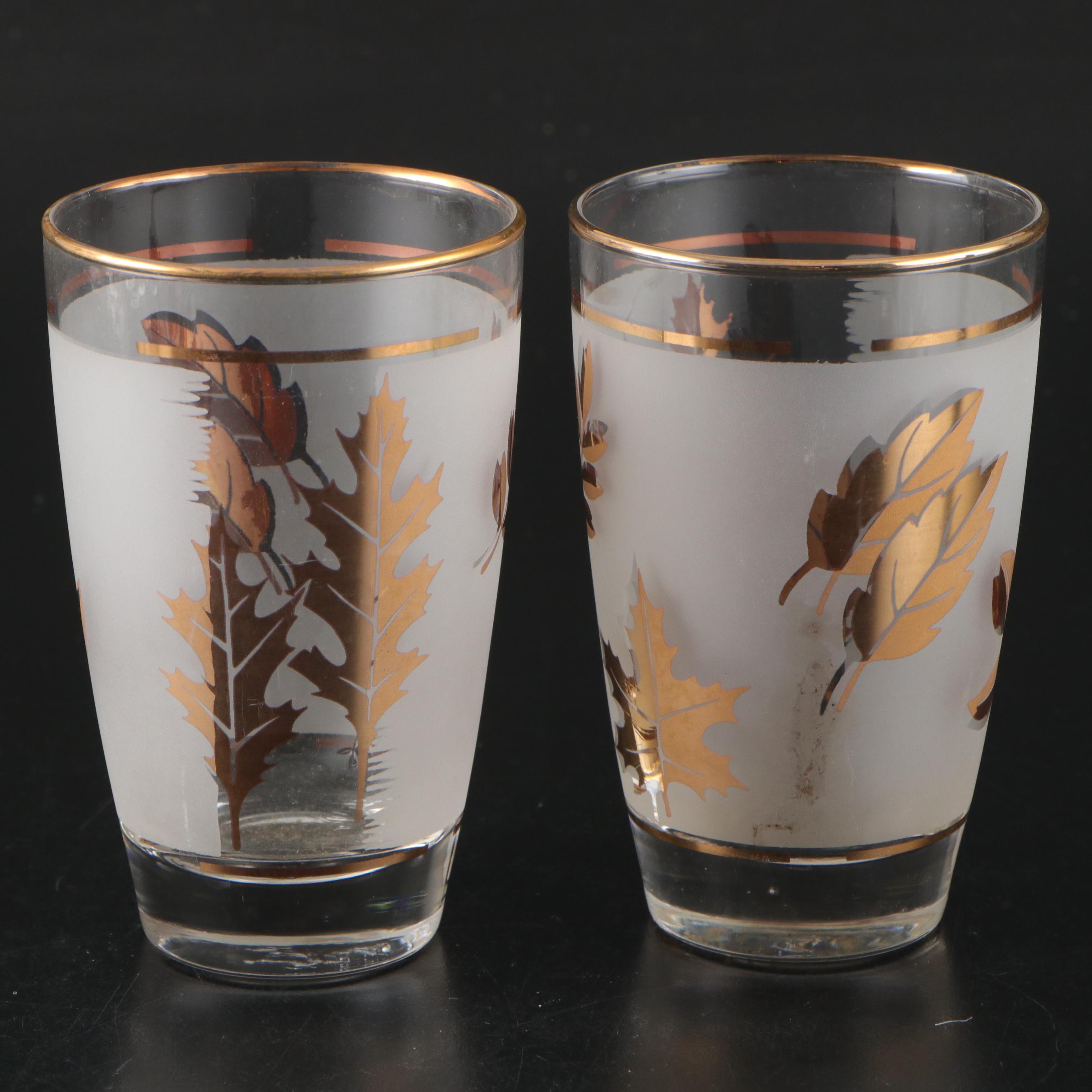 Libbey "Golden Foliage" Frosted Glass Drinkware, 1953-1978