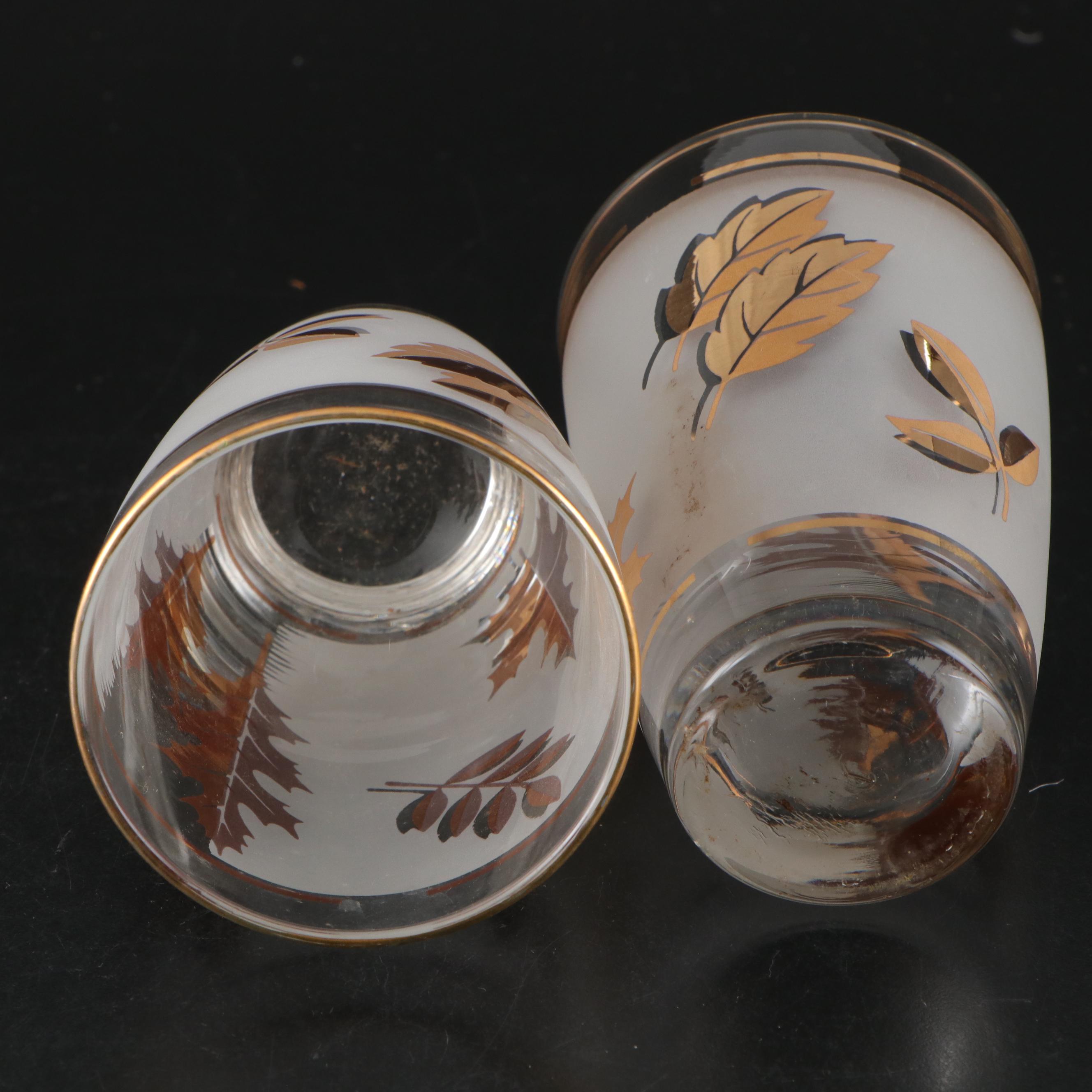 Libbey "Golden Foliage" Frosted Glass Drinkware, 1953-1978