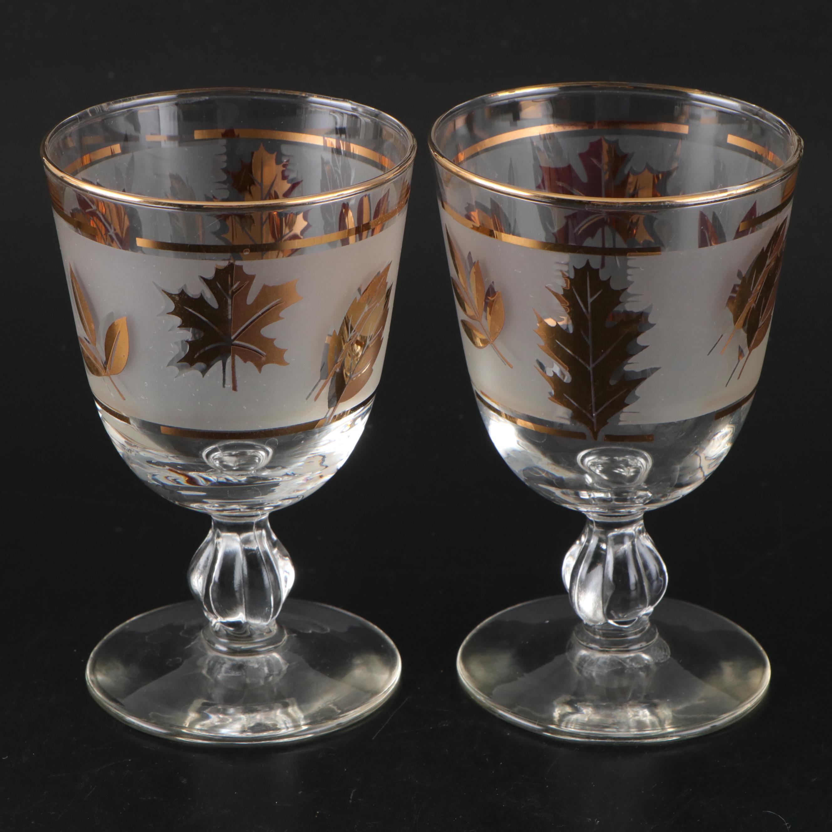 Libbey "Golden Foliage" Frosted Glass Drinkware, 1953-1978