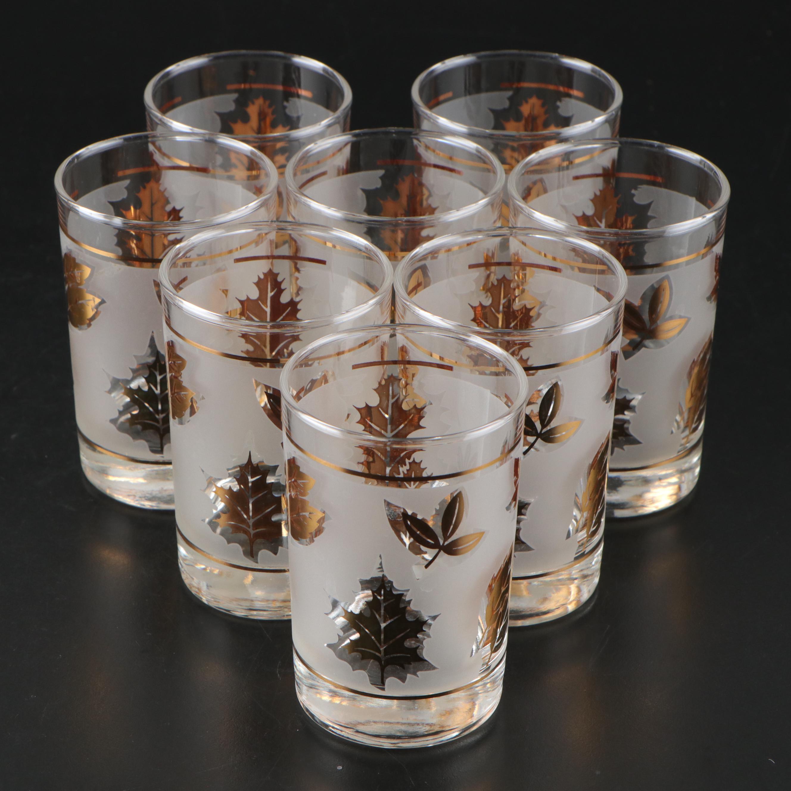 Libbey "Golden Foliage" Frosted Glass Drinkware, 1953-1978