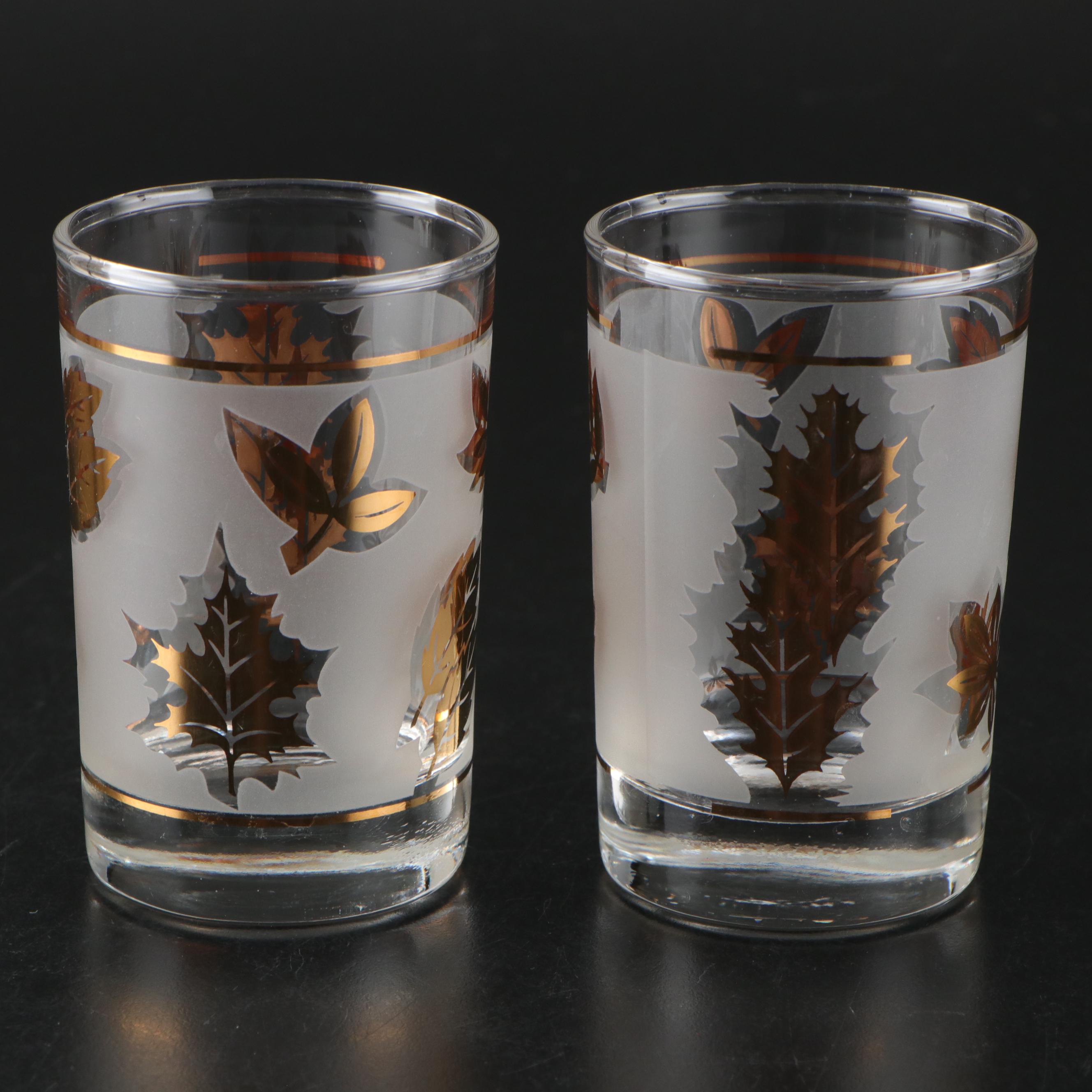 Libbey "Golden Foliage" Frosted Glass Drinkware, 1953-1978