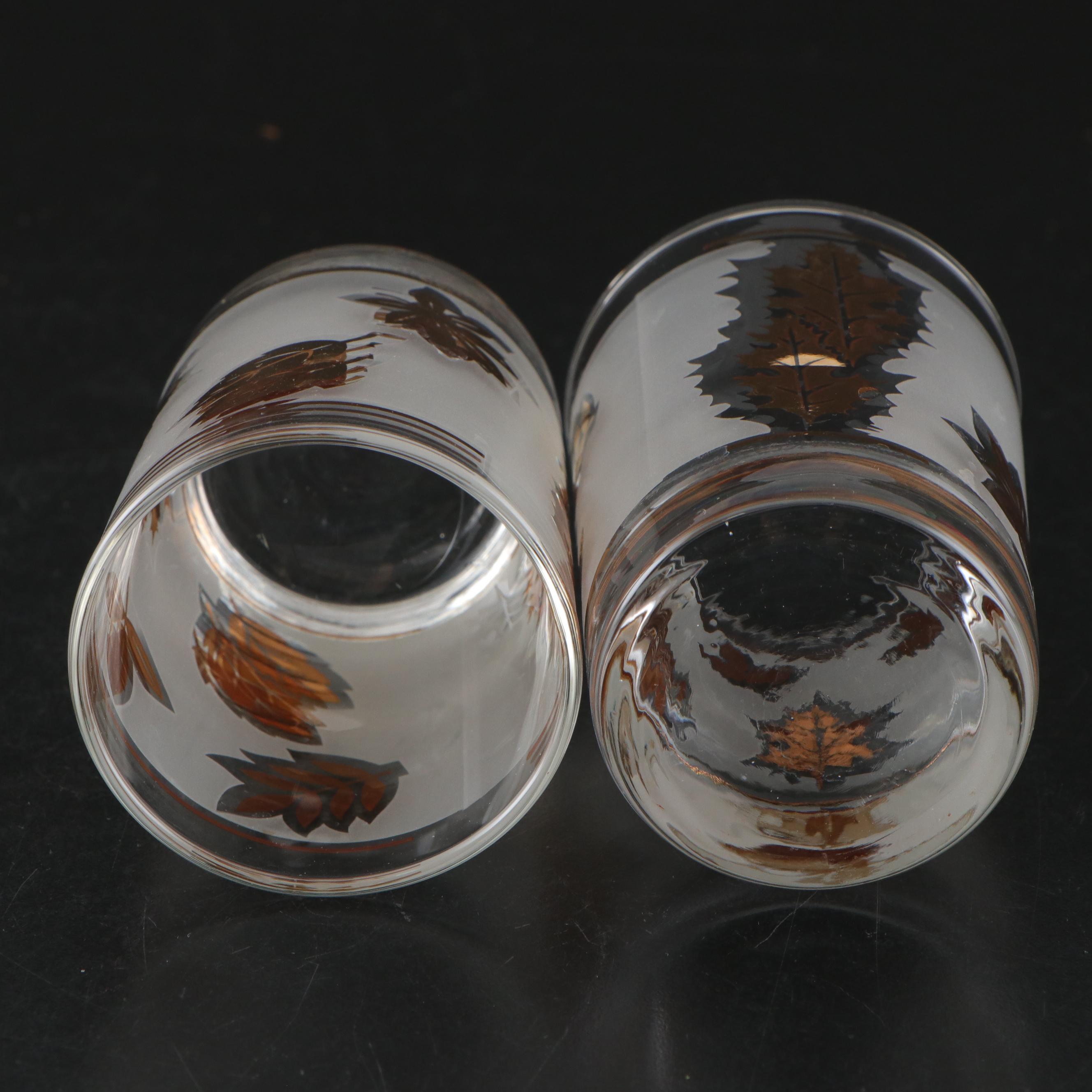 Libbey "Golden Foliage" Frosted Glass Drinkware, 1953-1978