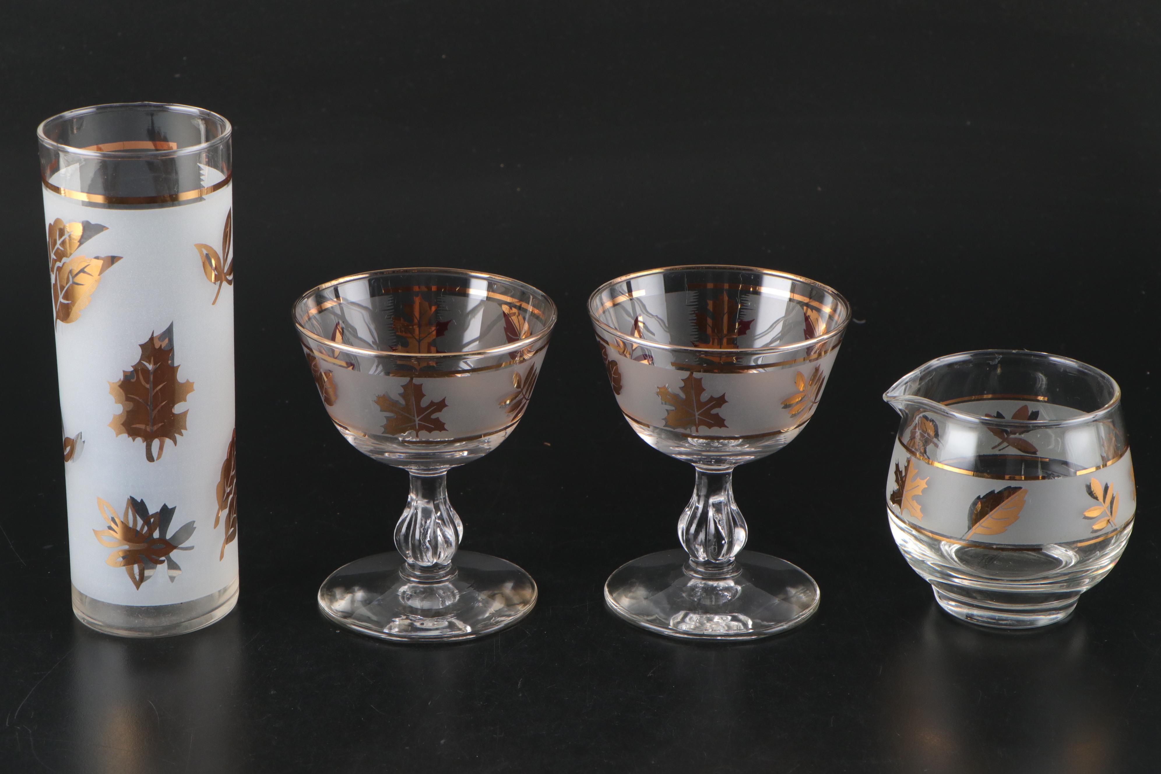 Libbey "Golden Foliage" Frosted Glass Drinkware, 1953-1978