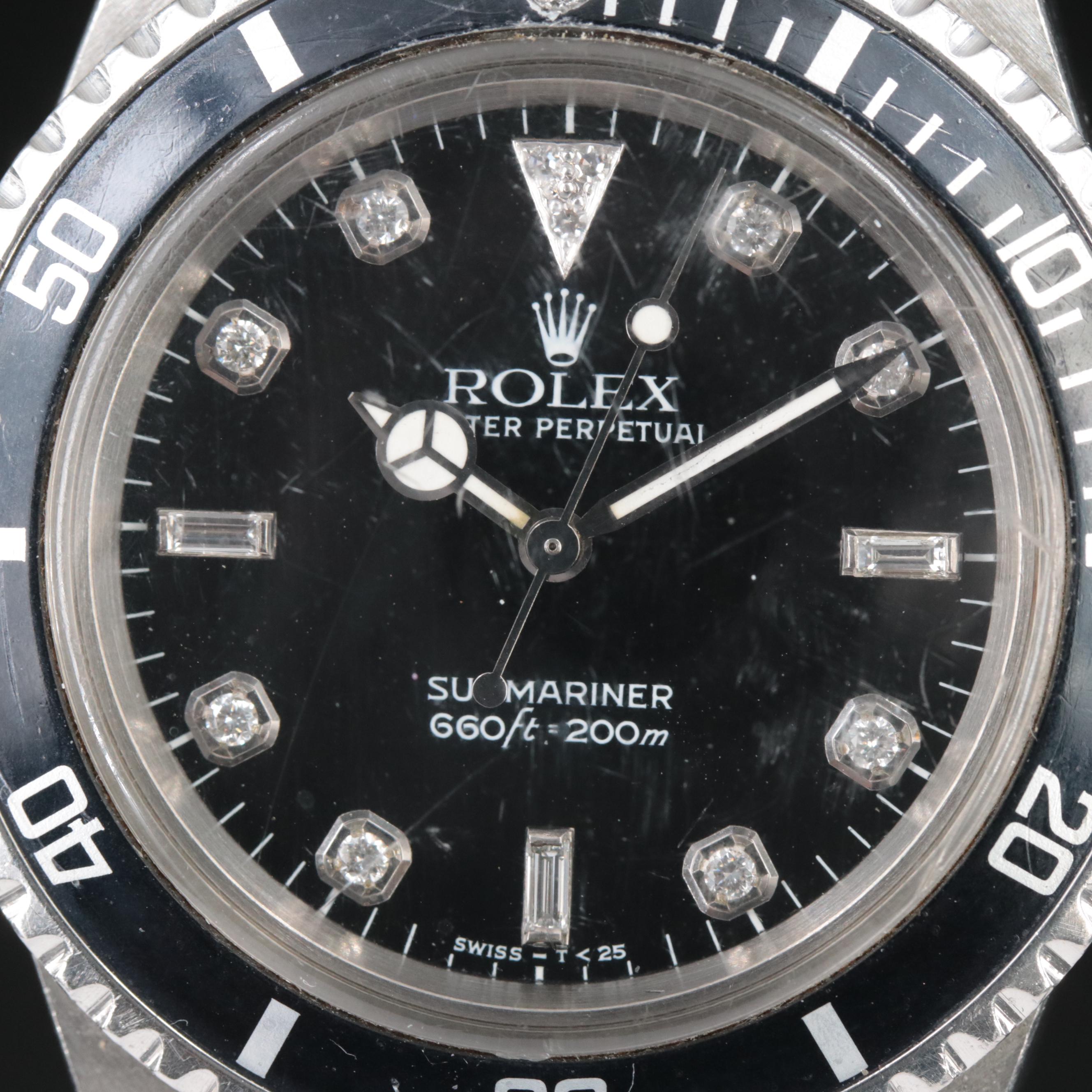 1985 Rolex Submariner Custom Diamond Dial and Bezel Watch
