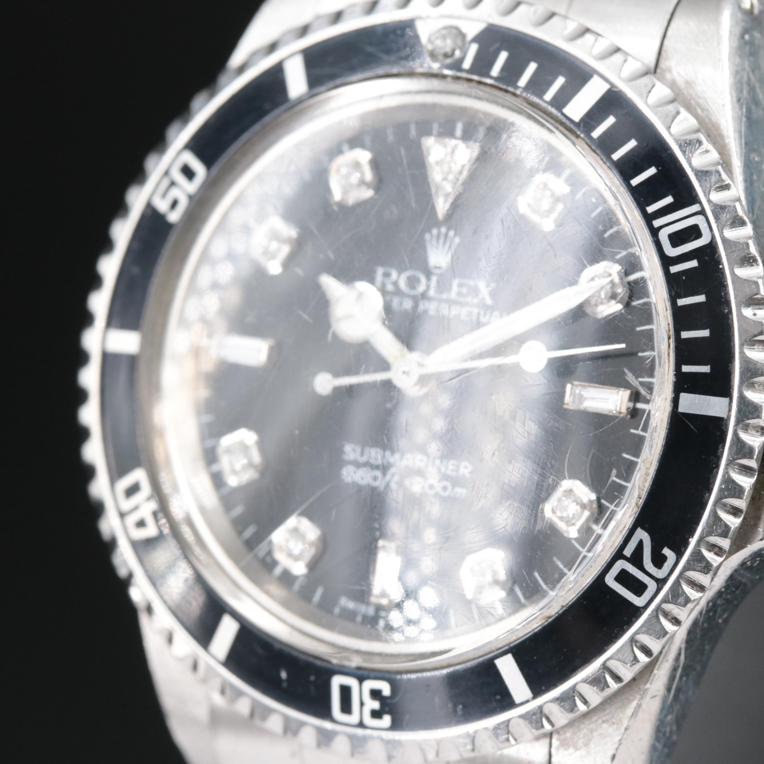 1985 Rolex Submariner Custom Diamond Dial and Bezel Watch