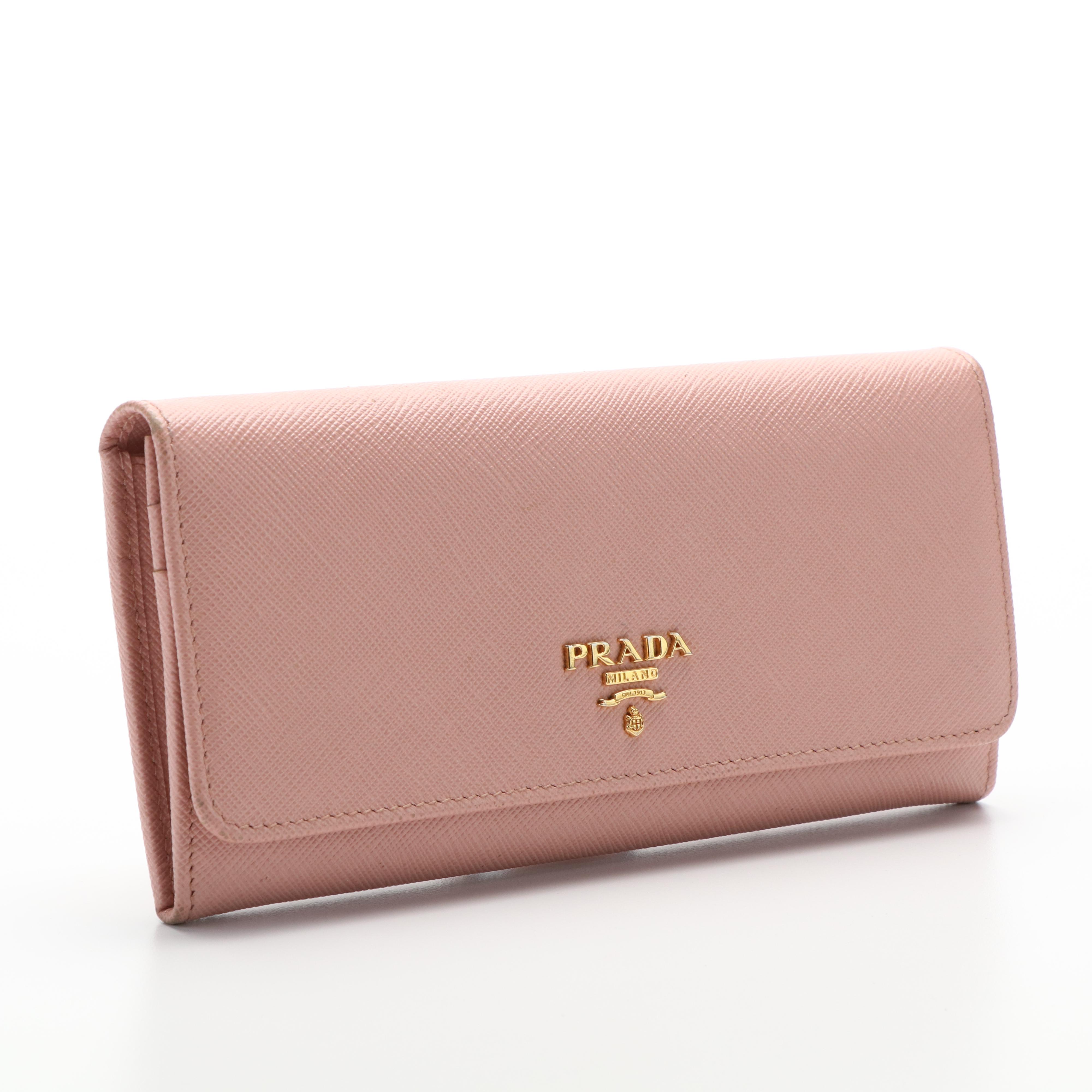 Prada Orchidea Saffiano Lux Leather Continental Wallet