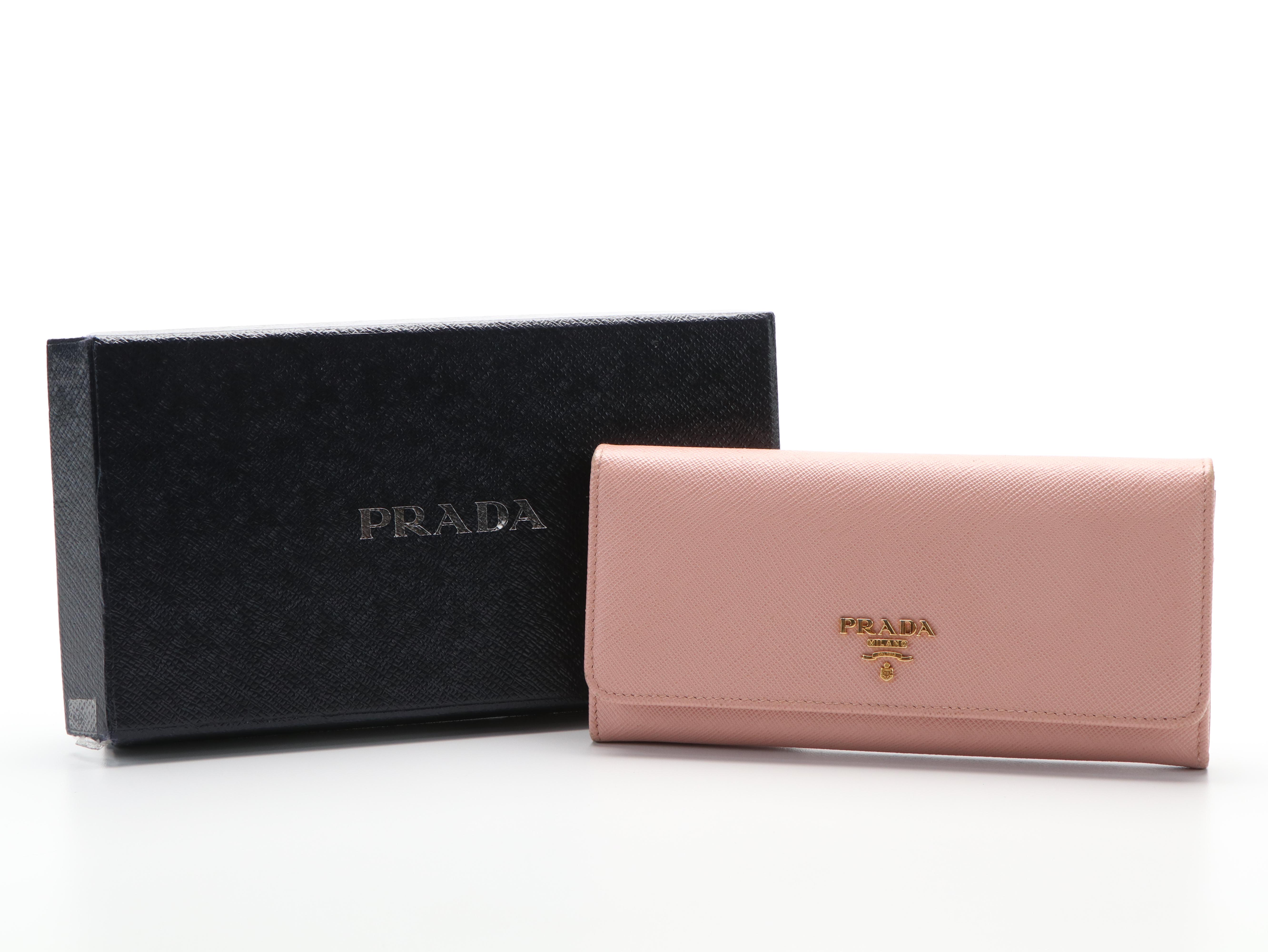 Prada Orchidea Saffiano Lux Leather Continental Wallet