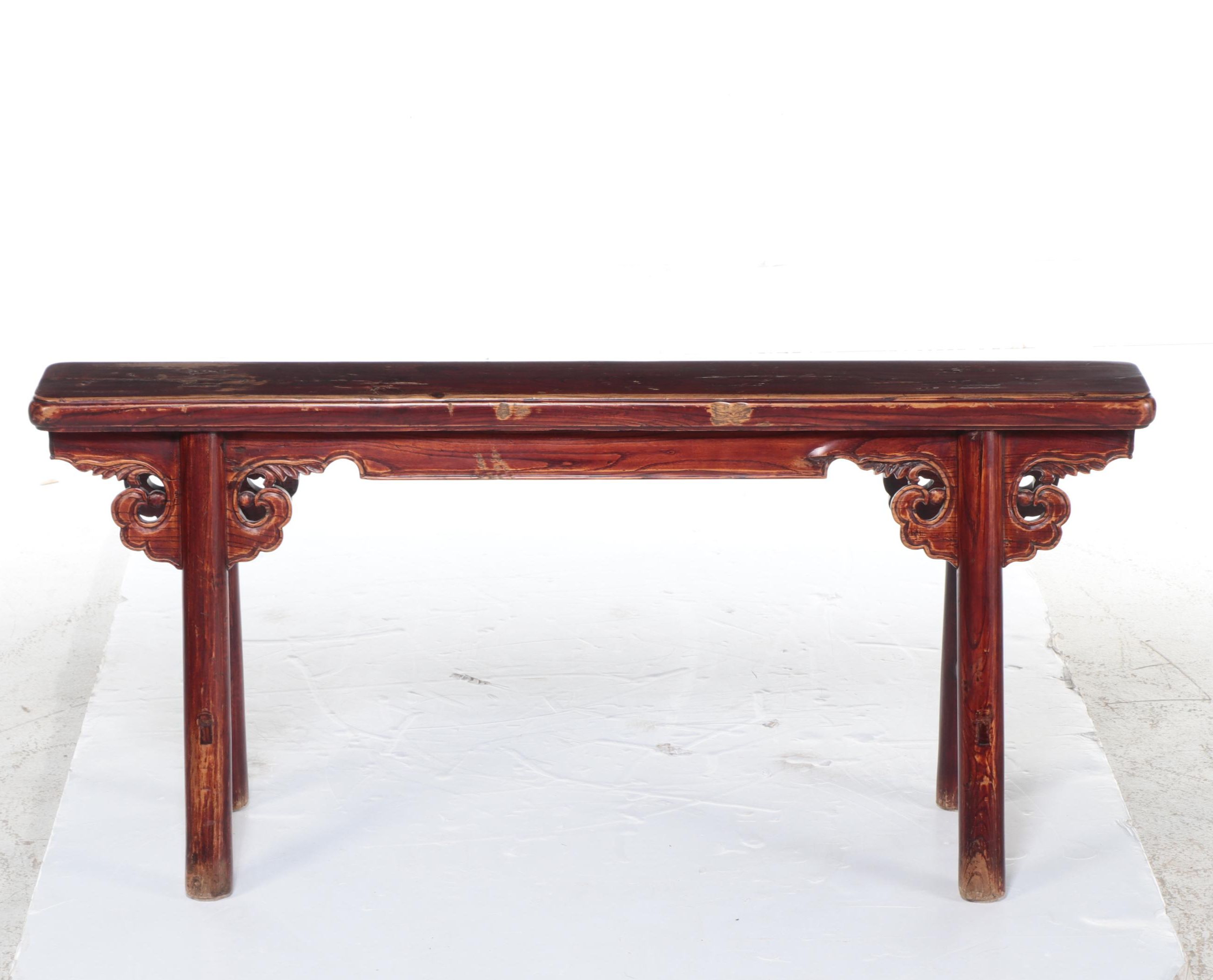 Chinese Carved Elm Gate Bench