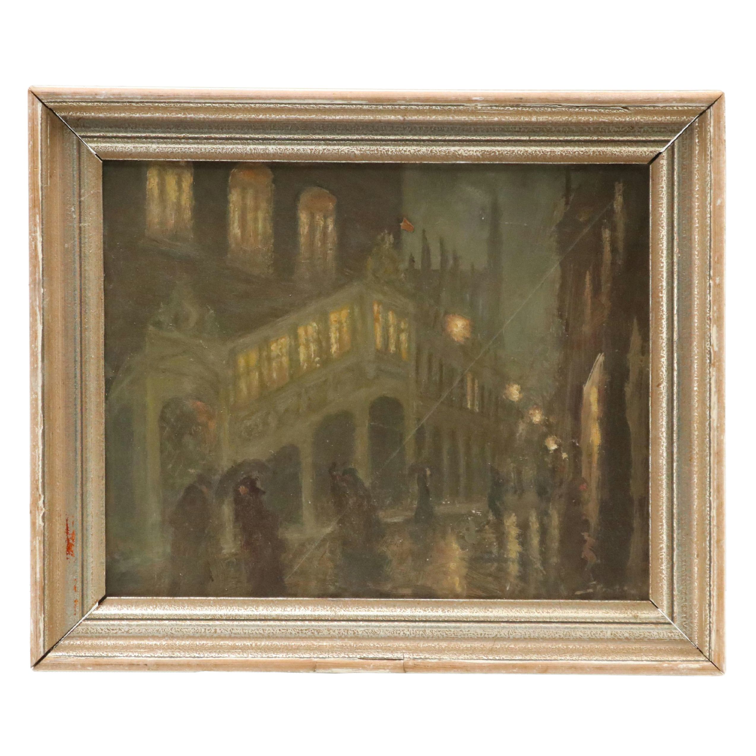 Nocturne City Street Scene Oil Painting