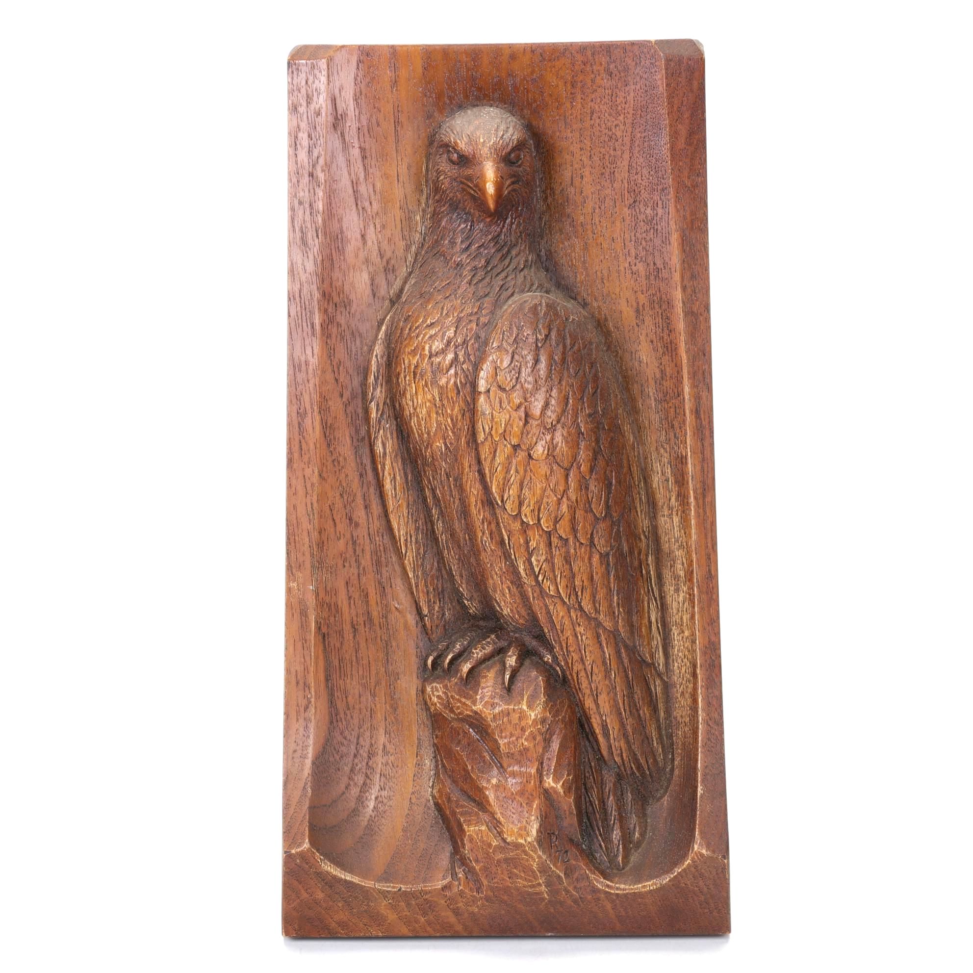 Karl Rothammer Carved Wooden Eagle Plaque