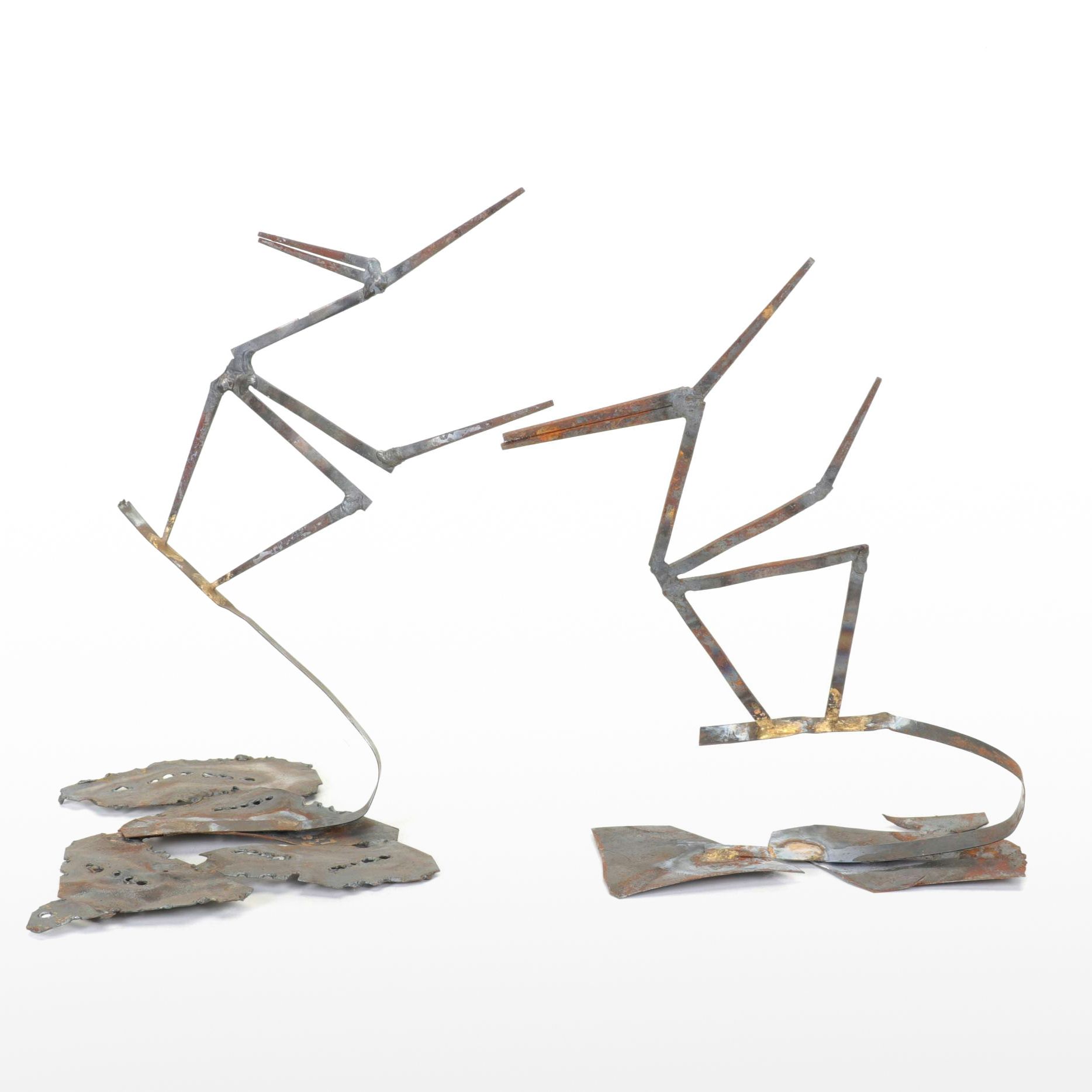 Bob Ragland Gestural Figure Welded Metal Sculptures, Late 20th Century