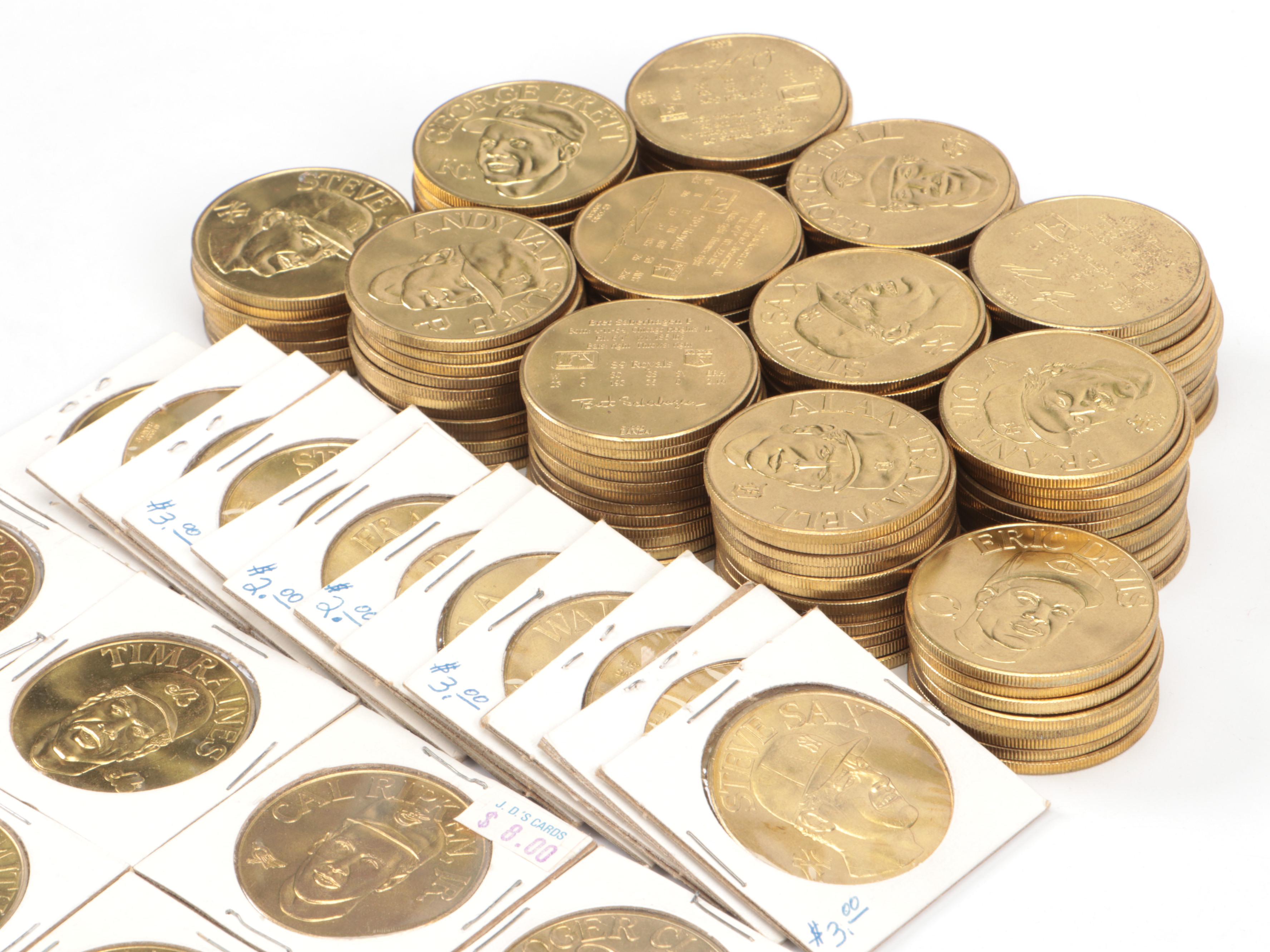 1990 Bandai Baseball Coins Featuring Wade Boggs, Bo Jackson, and More