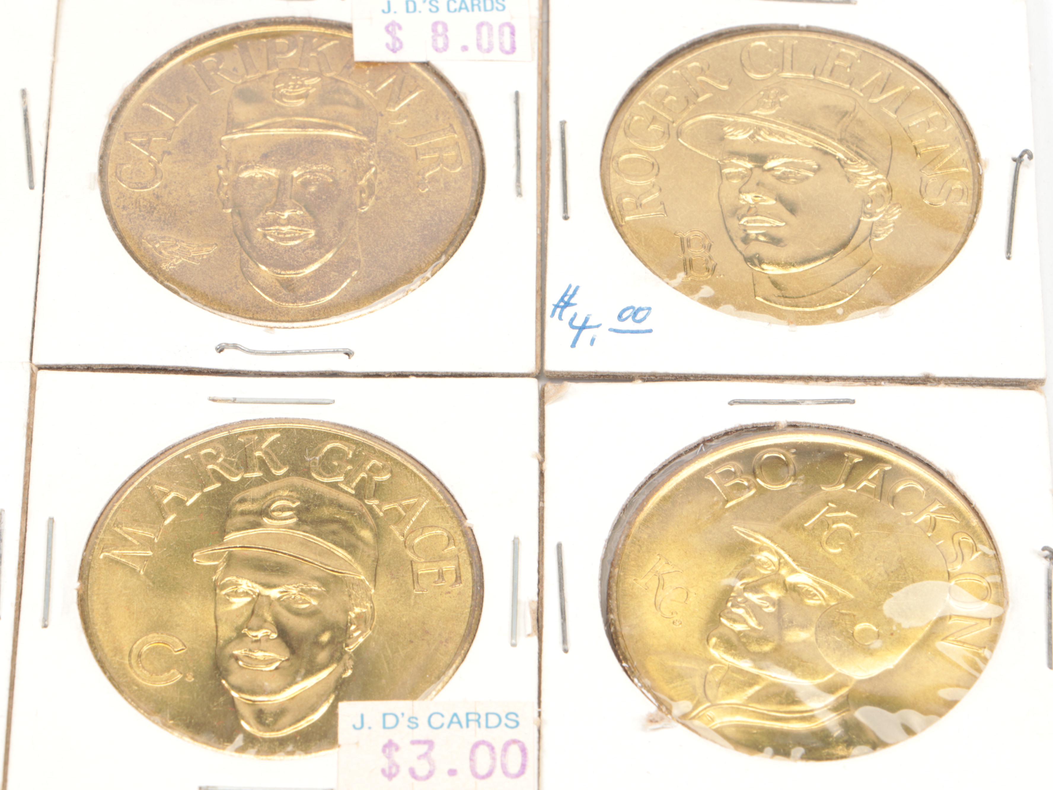 1990 Bandai Baseball Coins Featuring Wade Boggs, Bo Jackson, and More