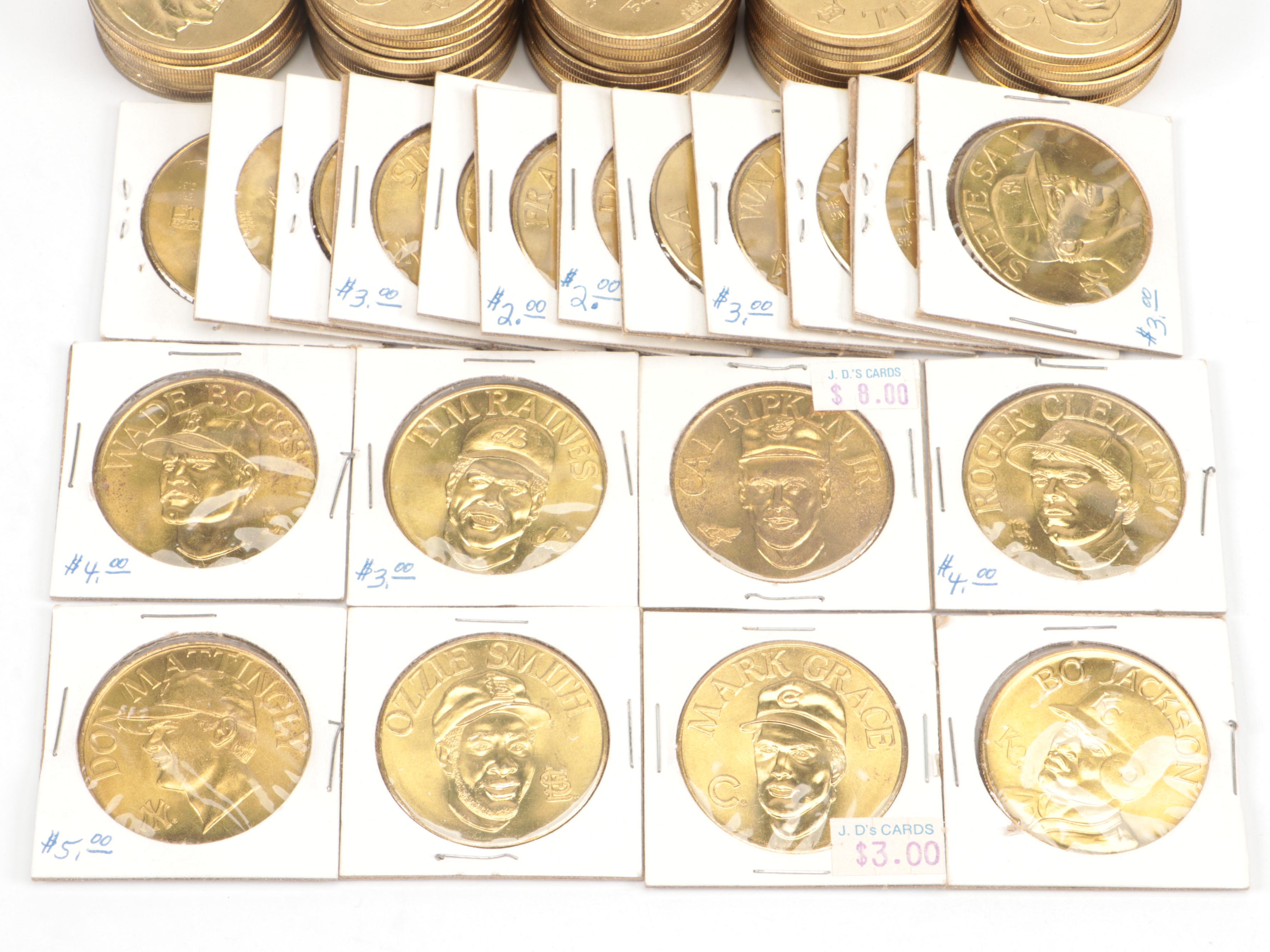 1990 Bandai Baseball Coins Featuring Wade Boggs, Bo Jackson, and More