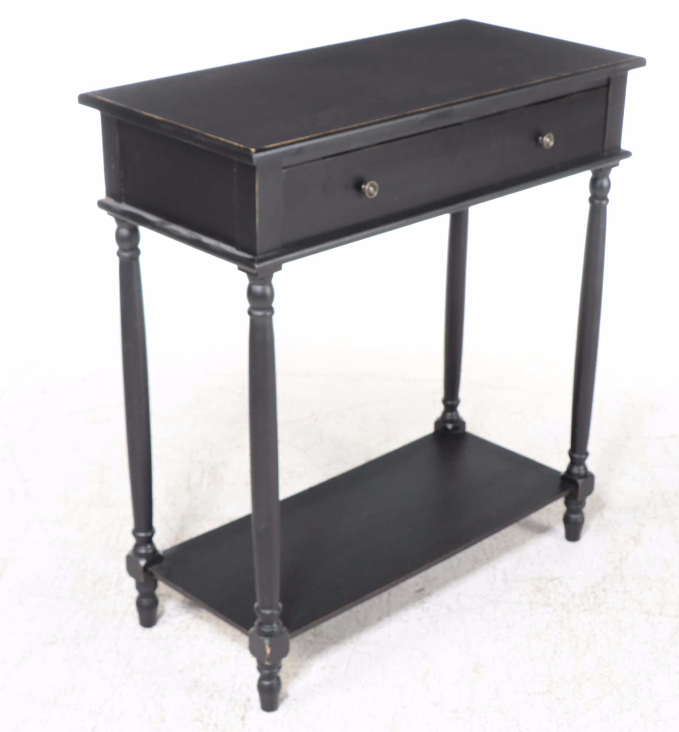 American Primitive Style Ebonized Two-Tier Bar-Height Console Table