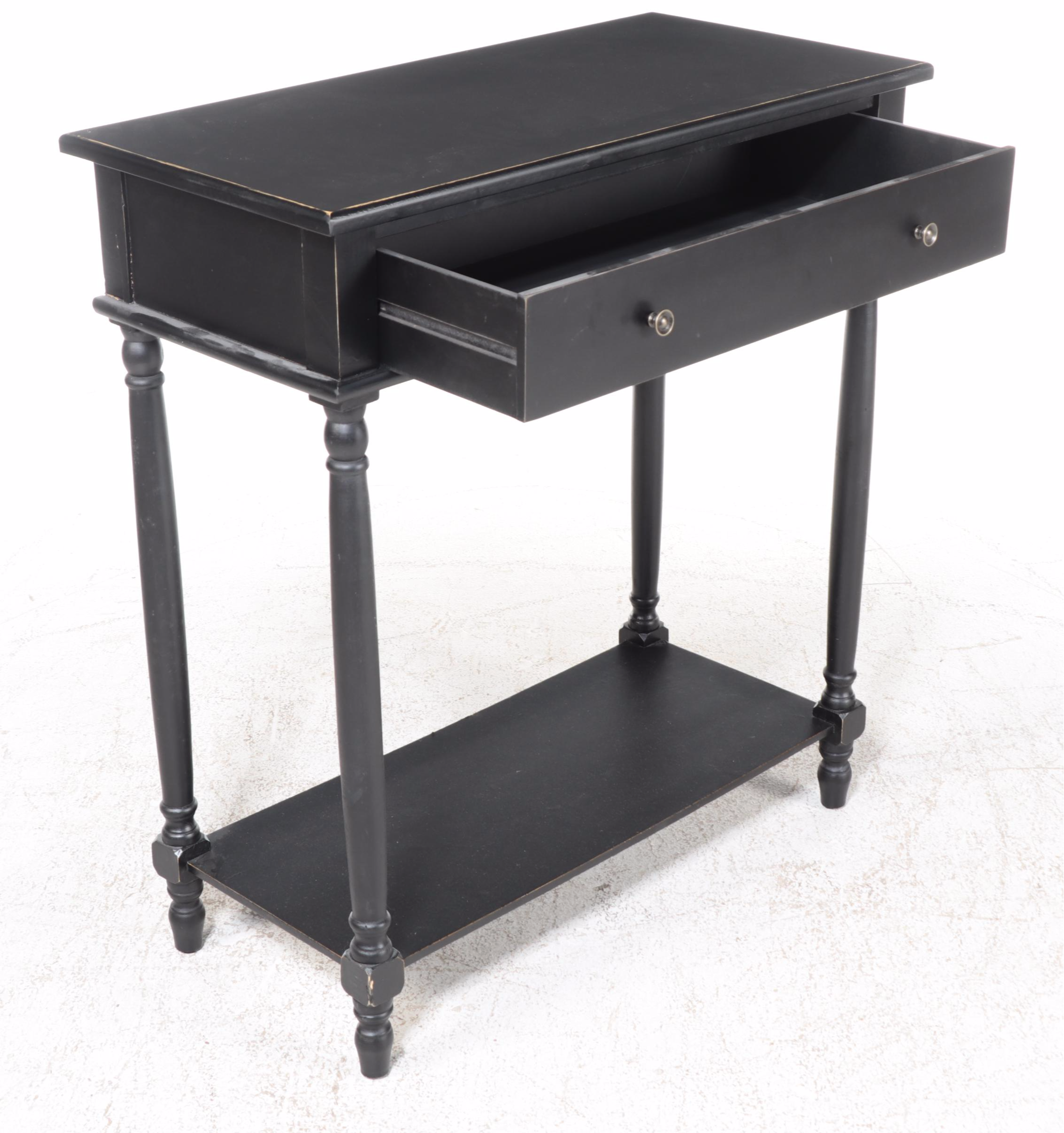 American Primitive Style Ebonized Two-Tier Bar-Height Console Table