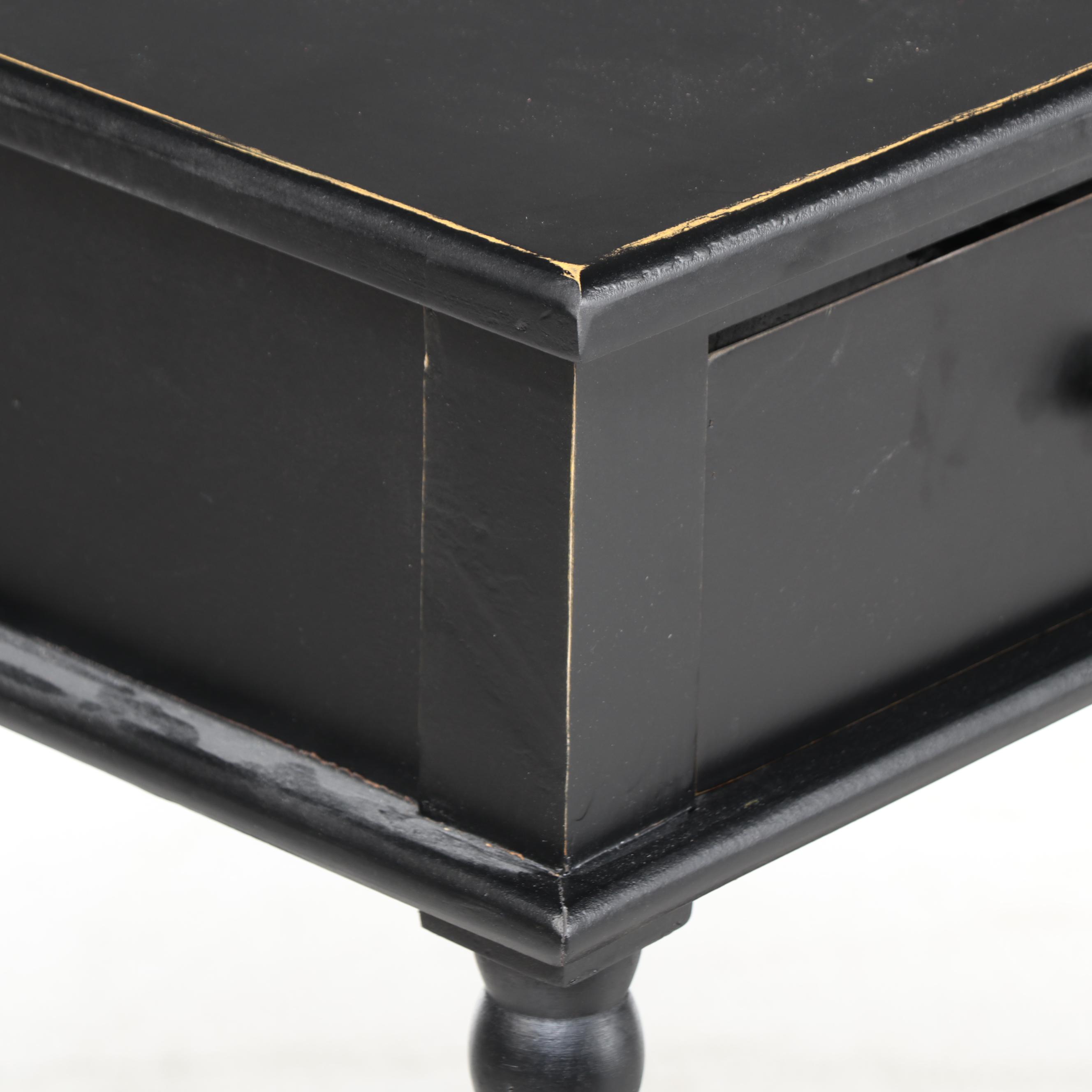 American Primitive Style Ebonized Two-Tier Bar-Height Console Table