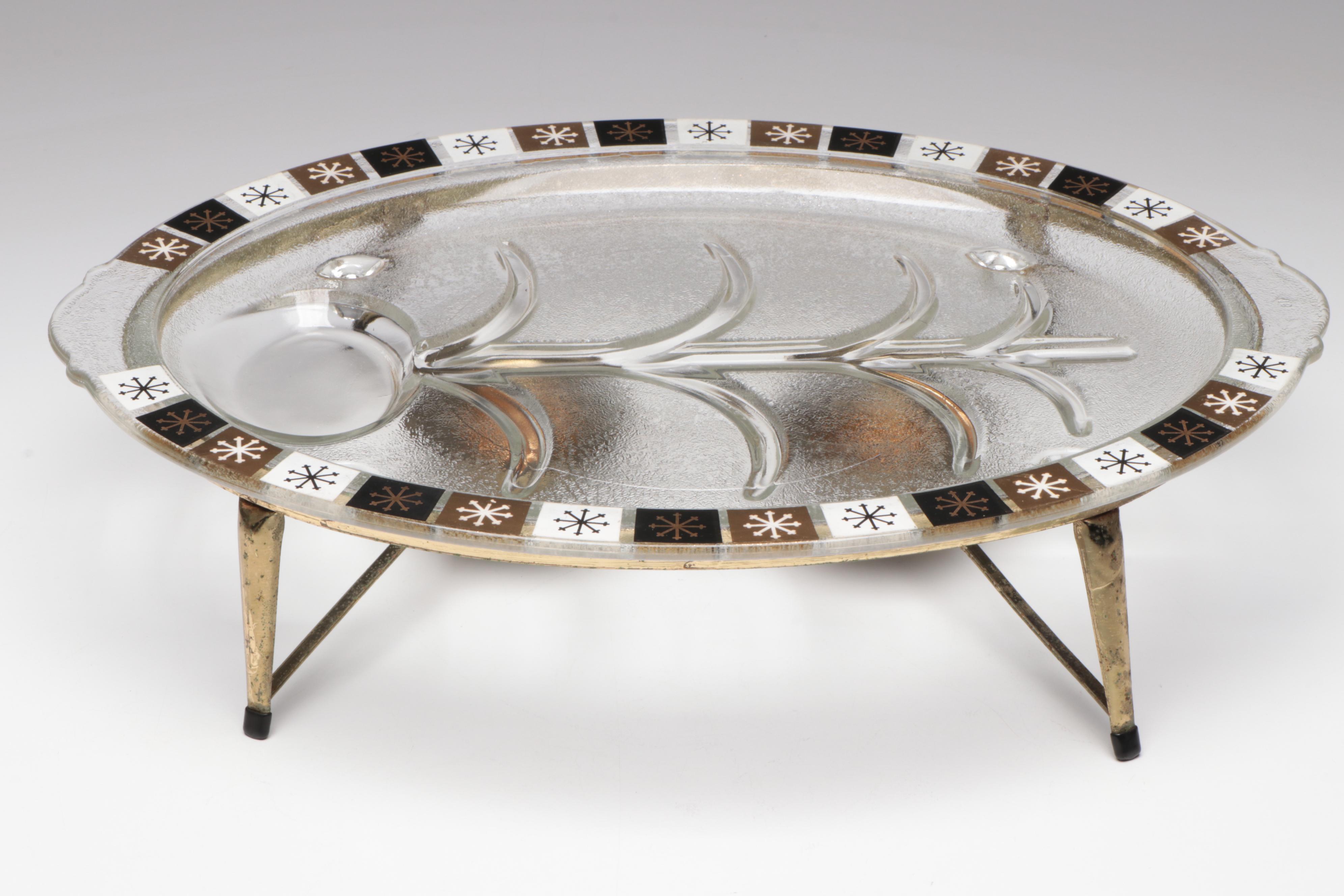 Pyrex and David Douglas Coffee Carafes with Other Warming Tray, Mid-20th Century