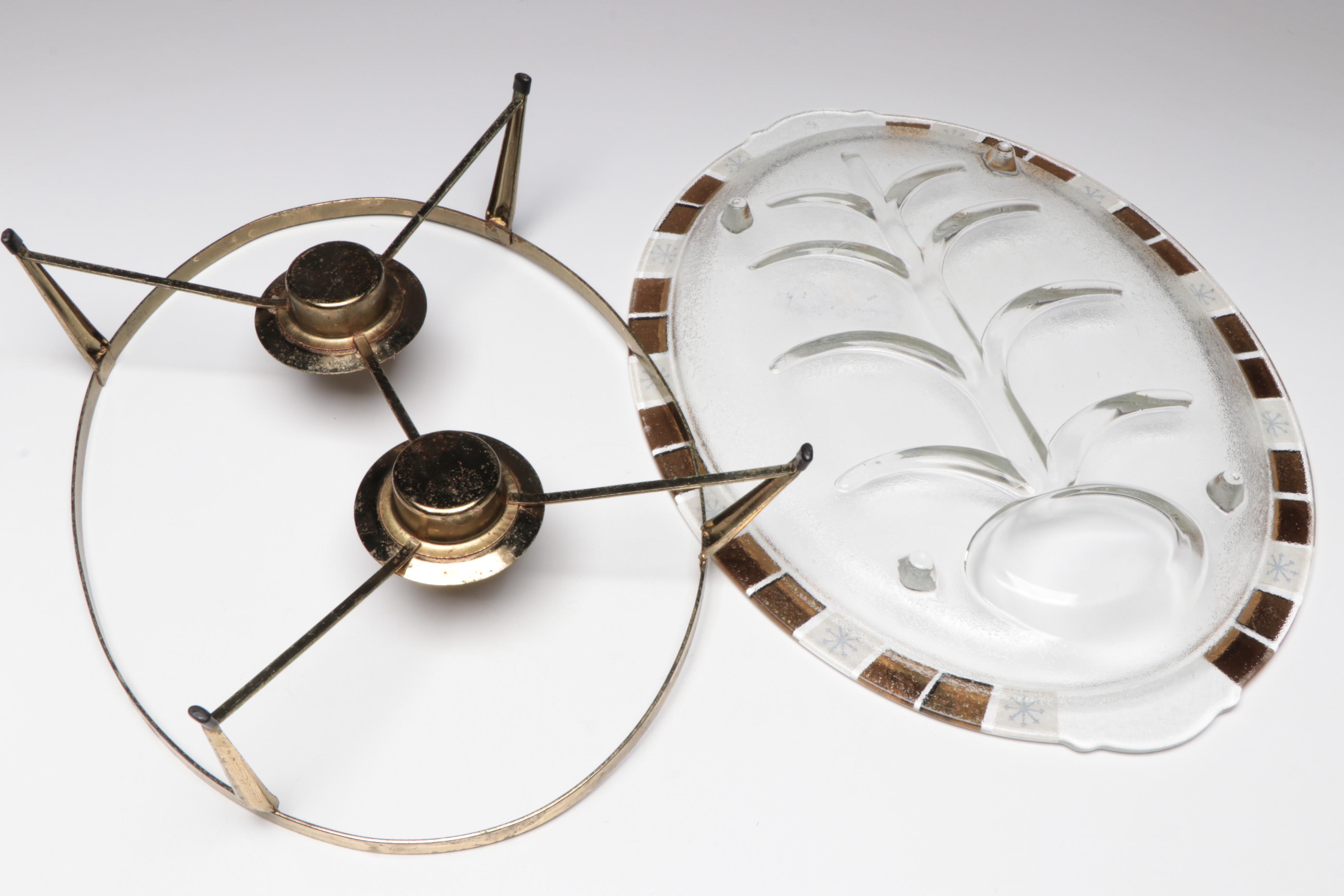 Pyrex and David Douglas Coffee Carafes with Other Warming Tray, Mid-20th Century