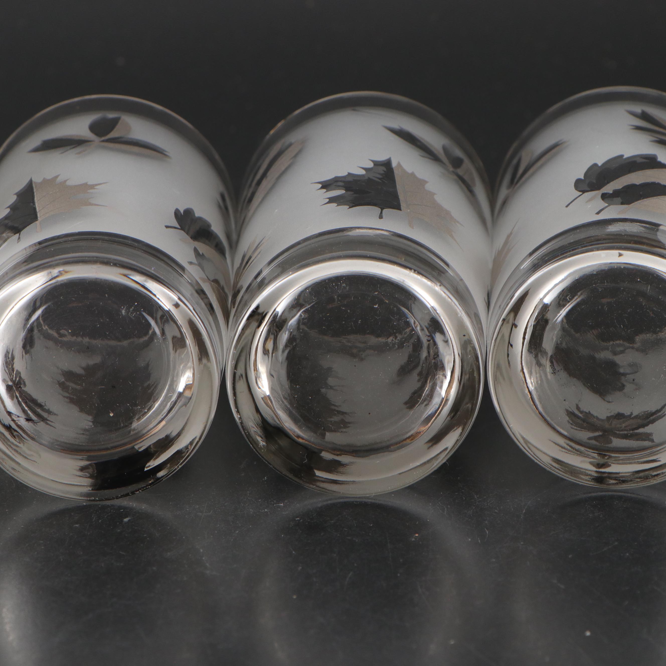 Libbey Mid Century Modern Style Silver Leaf Carafe and Glasses