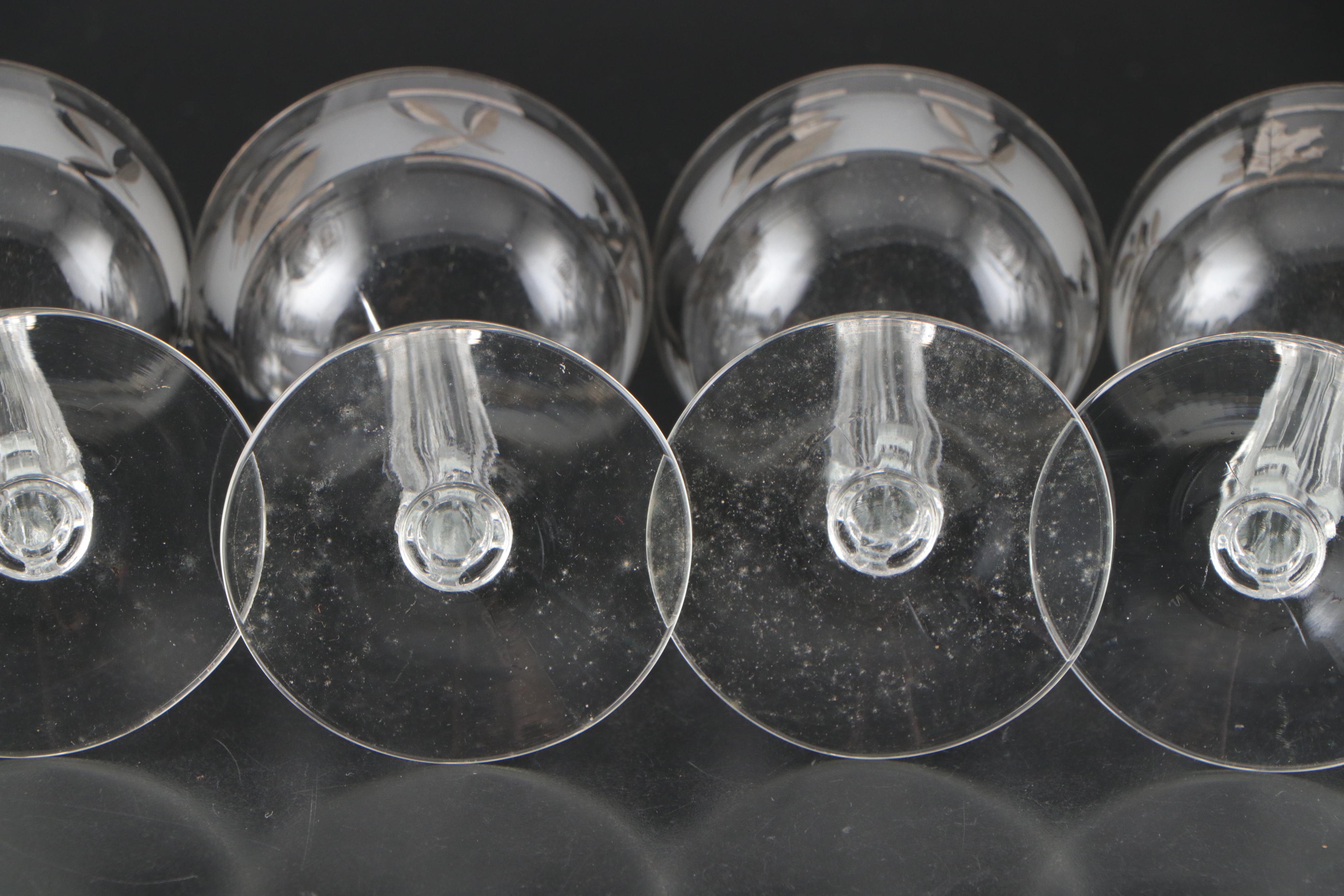 Libbey Mid Century Modern Style Silver Leaf Carafe and Glasses