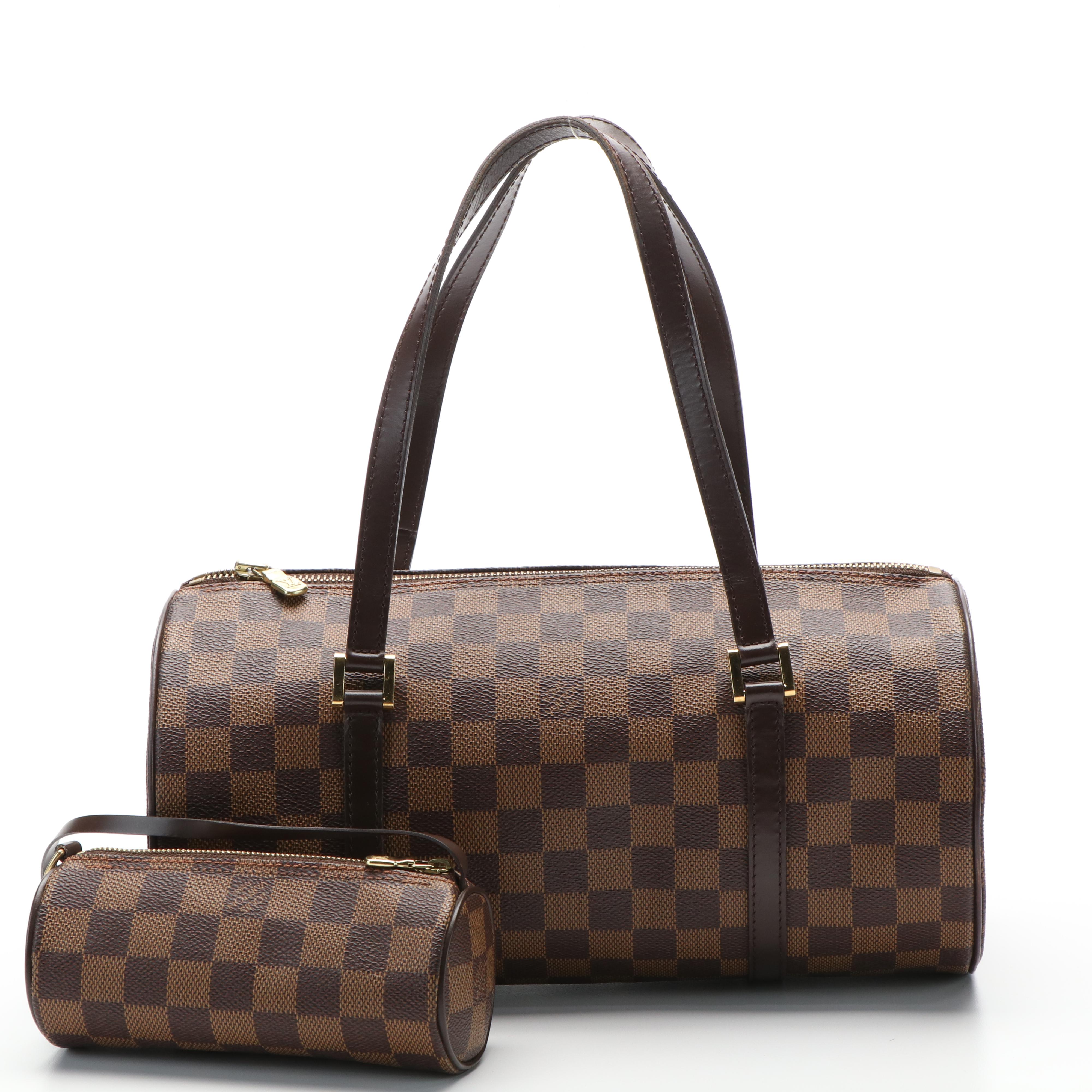 Louis Vuitton Papillon 30 Handbag with Pochette in Damier Ebene Canvas