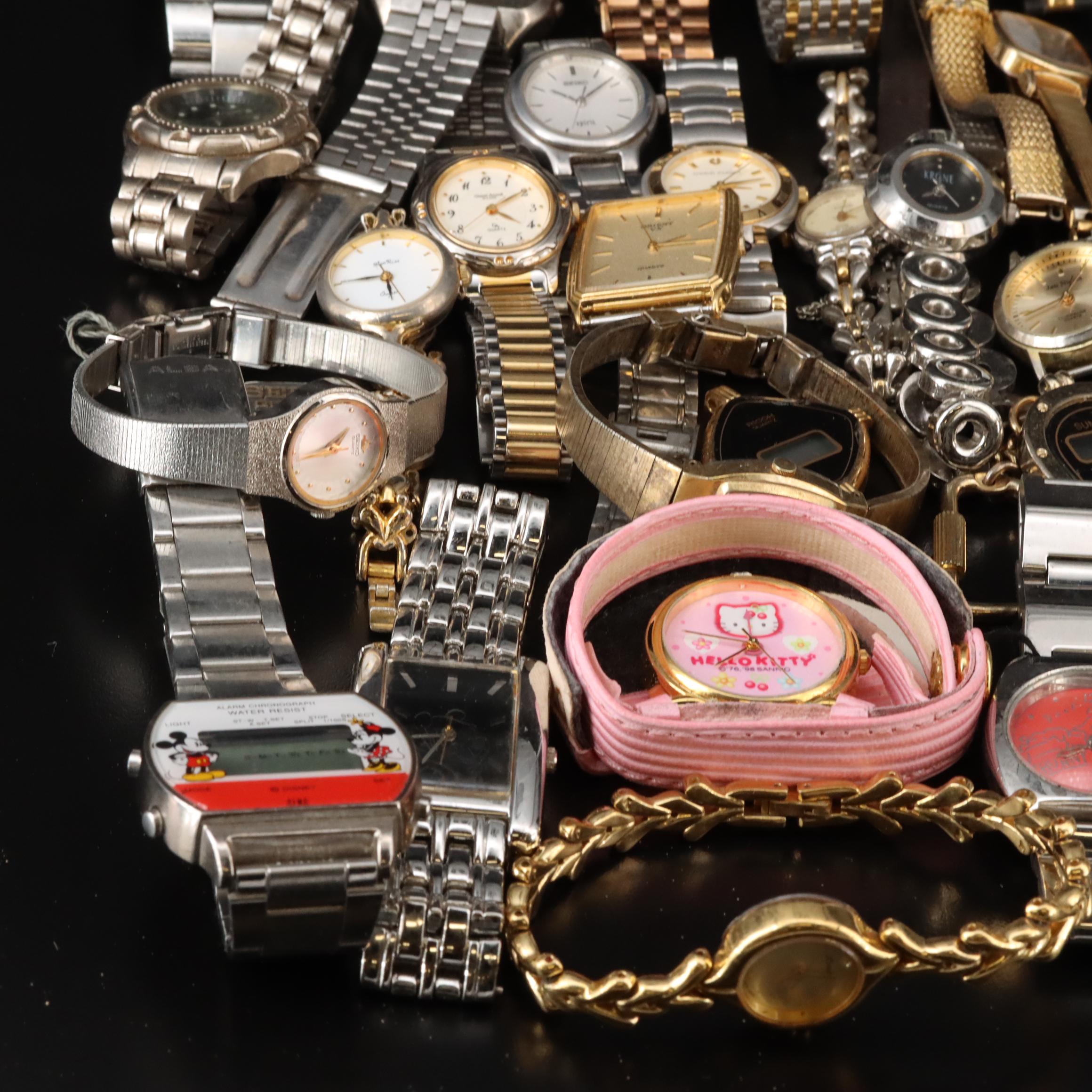 Assortment of Watches and Watches Featuring Seiko and Disney