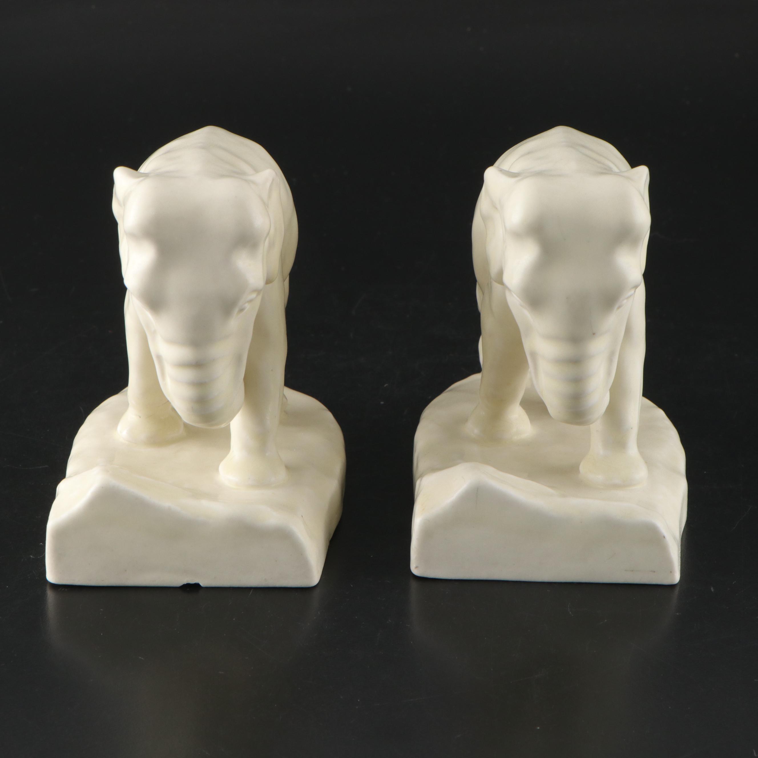 Rookwood Pottery Elephant Bookends, 1925