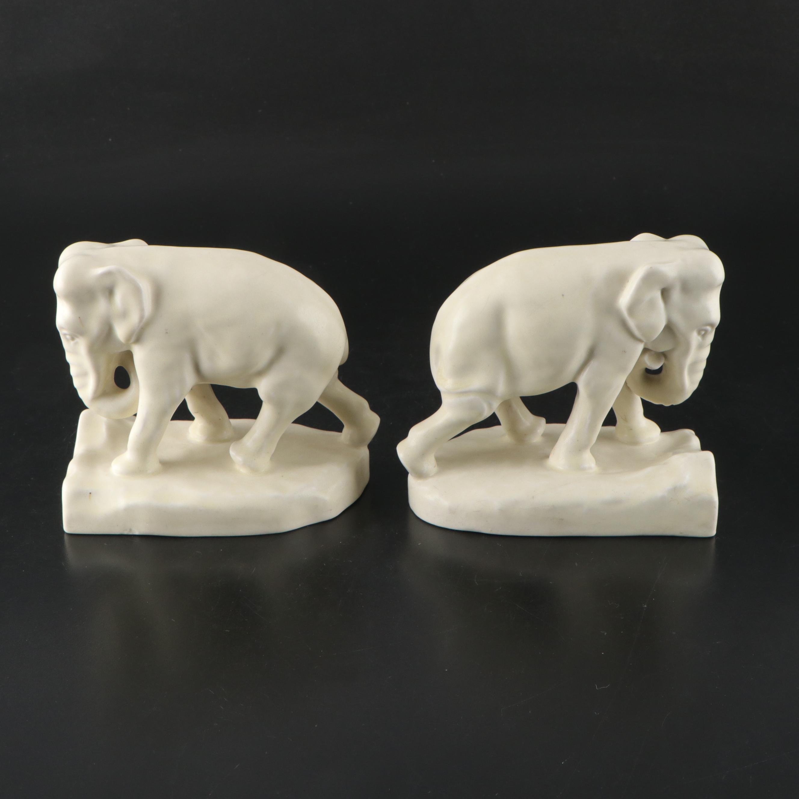 Rookwood Pottery Elephant Bookends, 1925