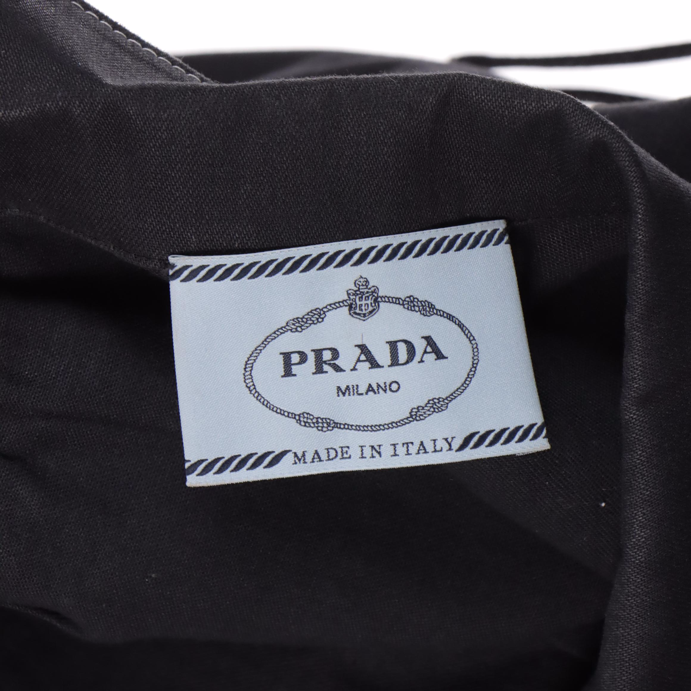 Prada Black Sleeveless Shirt Dress with Contrast Stitching