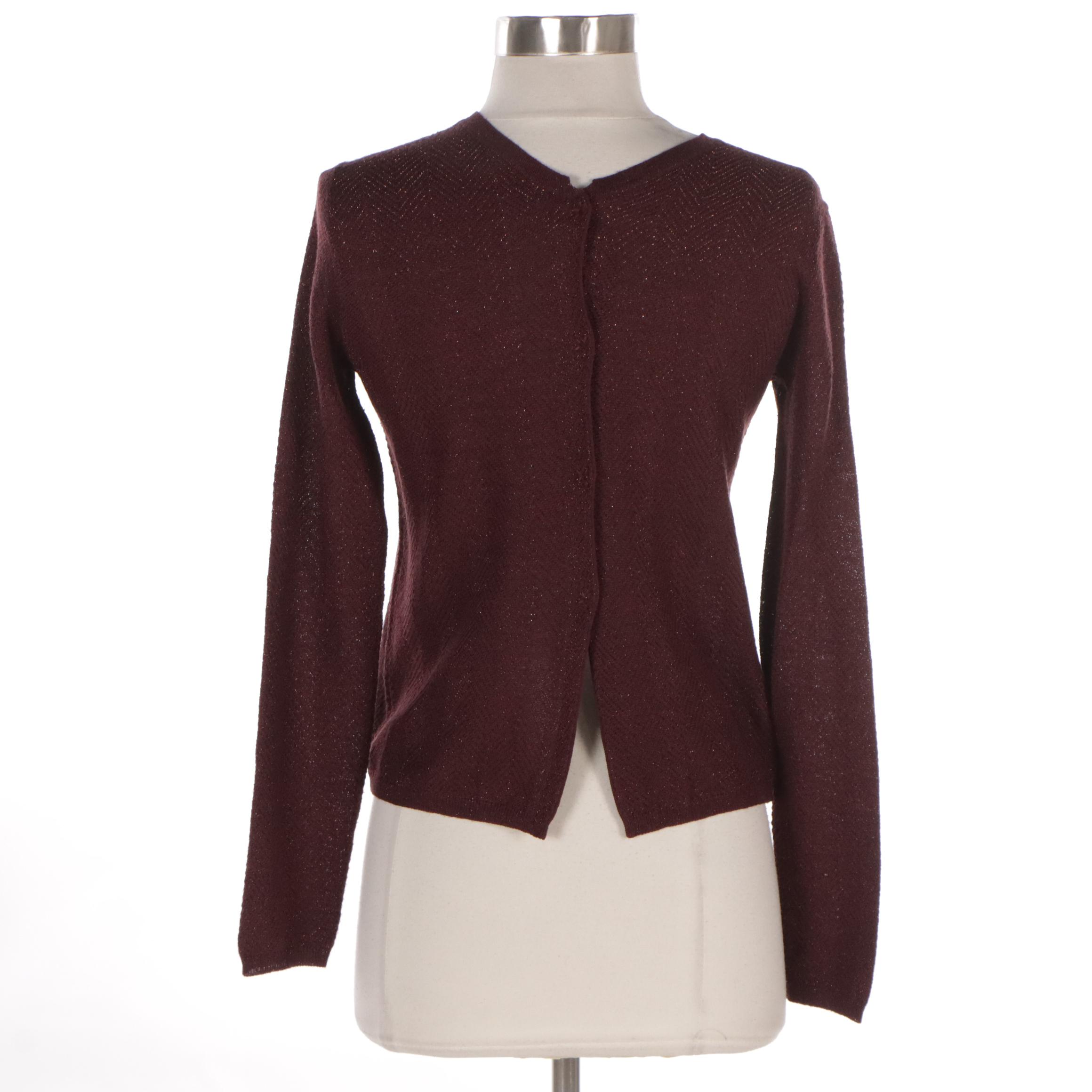 Prada Metallic Thread Knit Cardigan Sweater