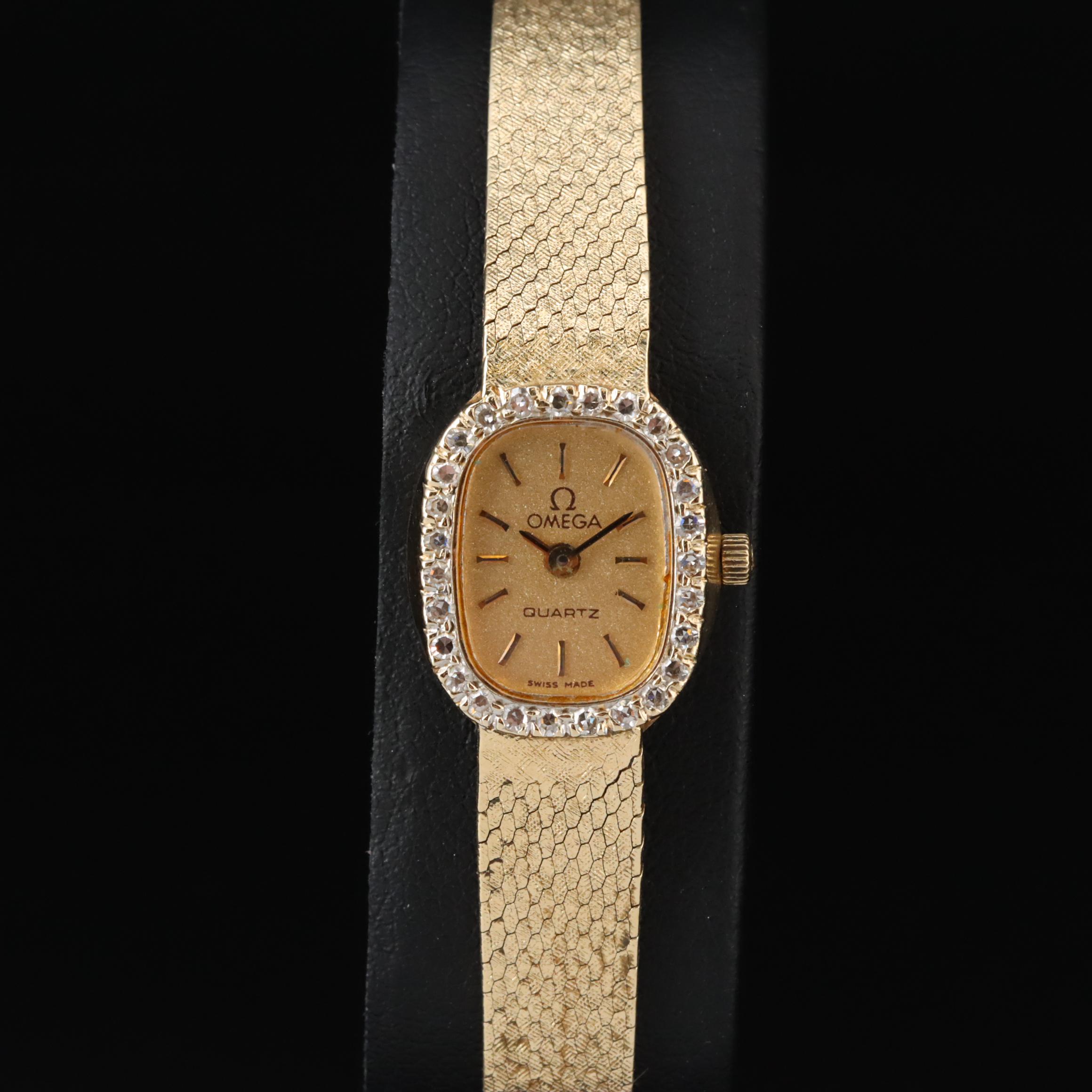 Vintage Omega Diamond and 14K Gold Cocktail Watch