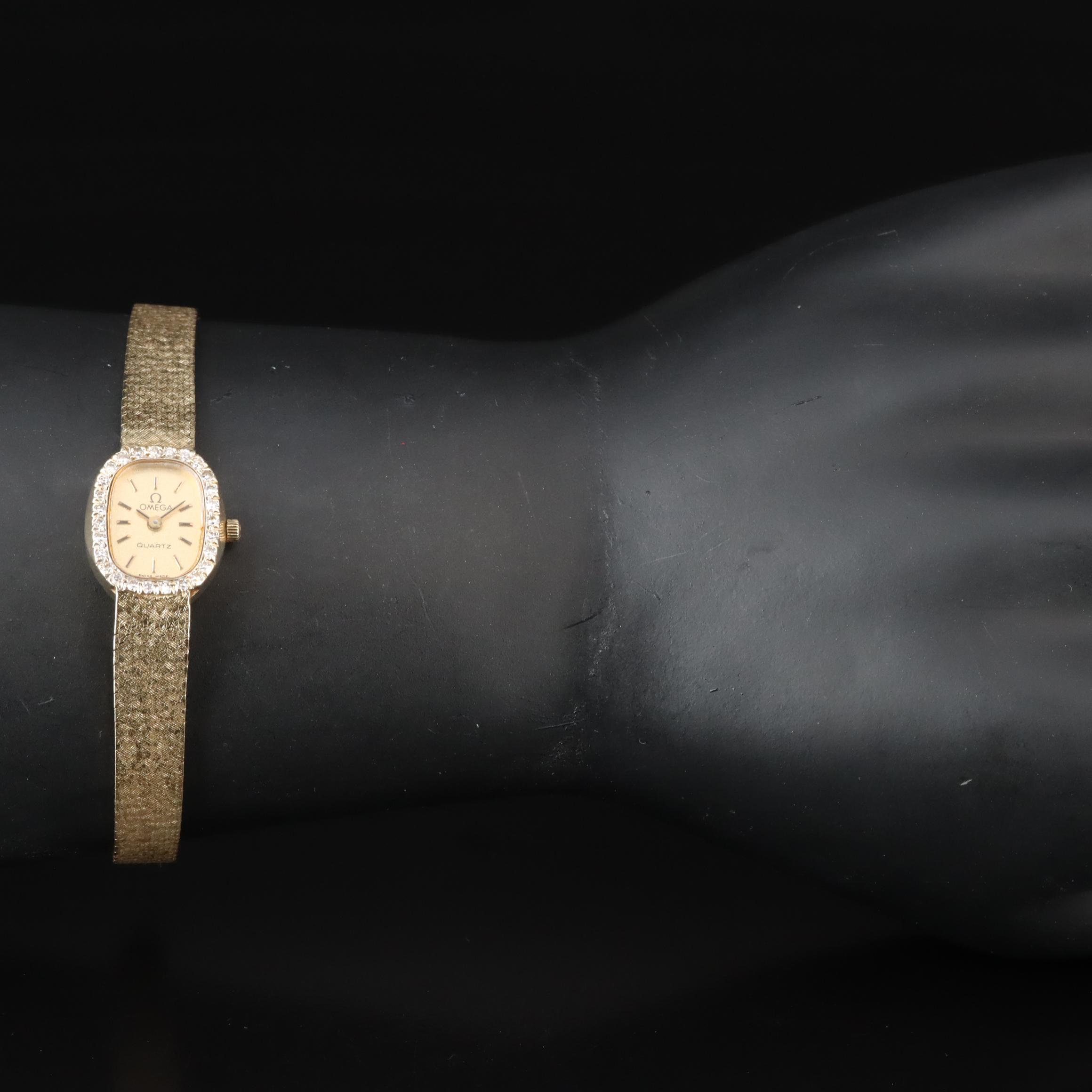 Vintage Omega Diamond and 14K Gold Cocktail Watch