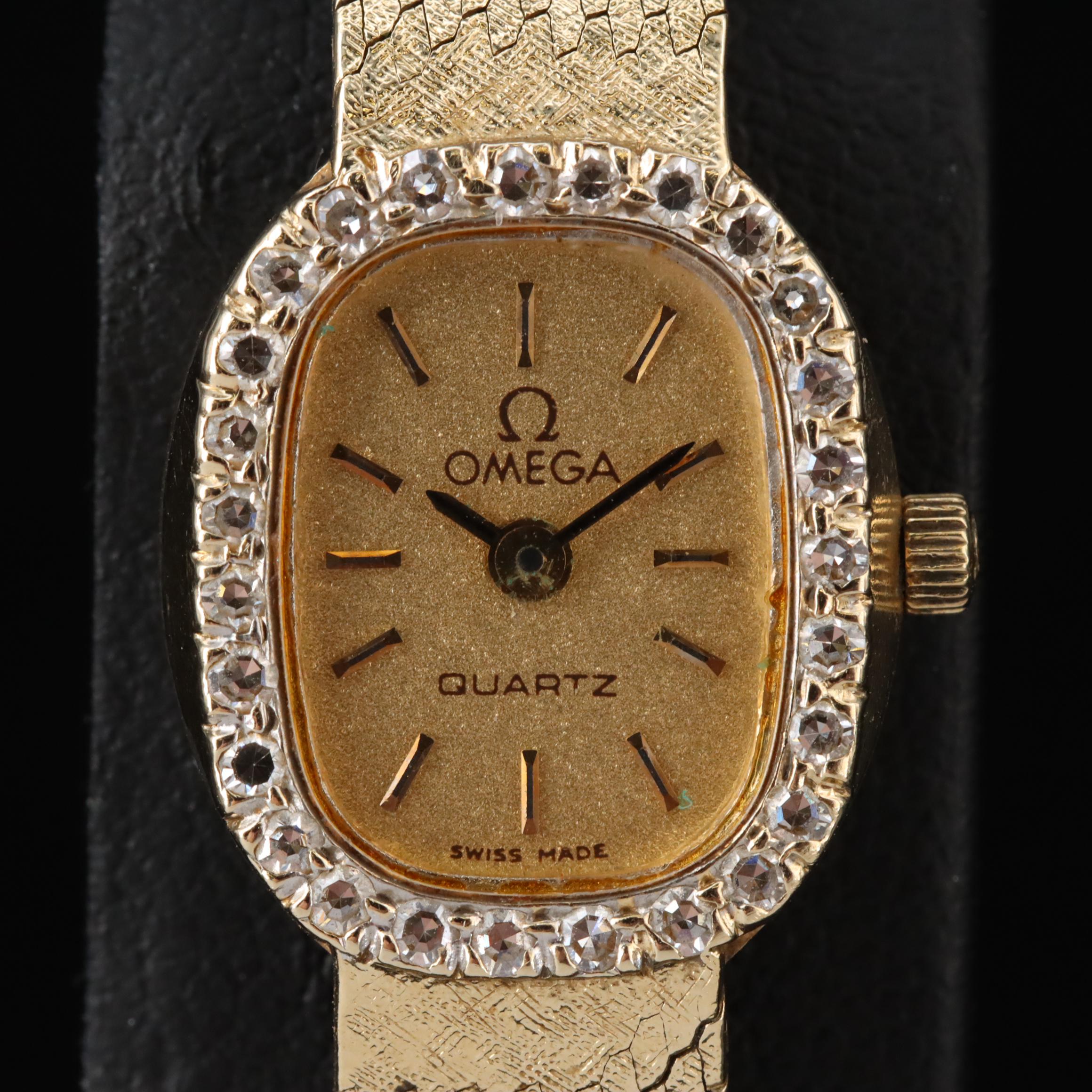 Vintage Omega Diamond and 14K Gold Cocktail Watch