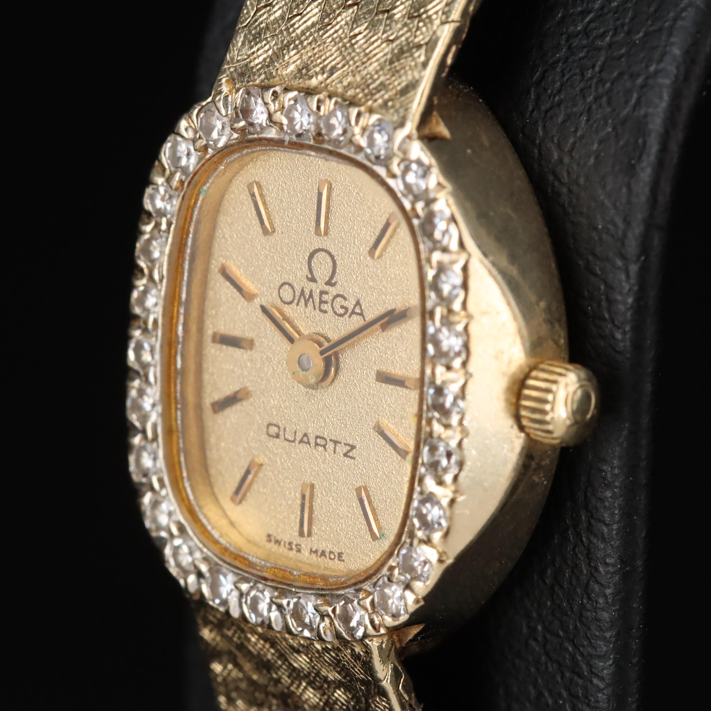 Vintage Omega Diamond and 14K Gold Cocktail Watch