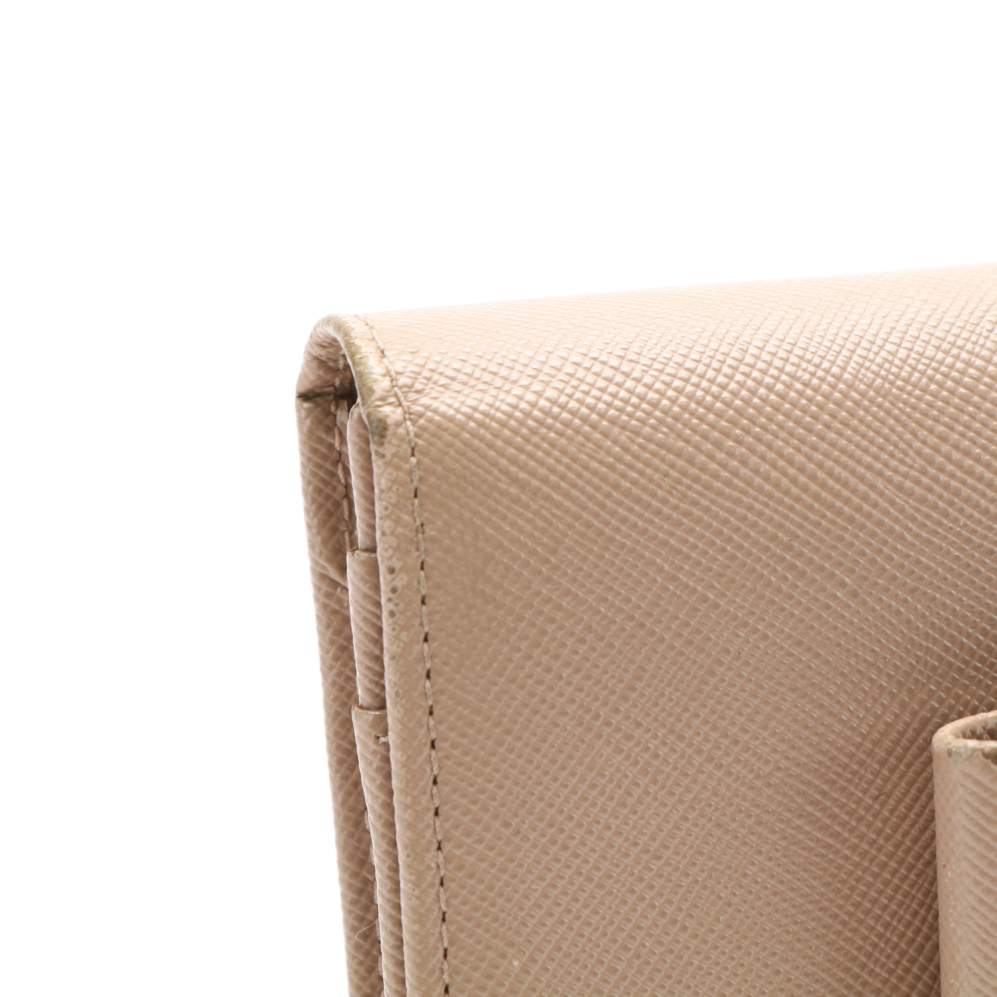 Prada Continental Bow Wallet in Beige Saffiano Leather