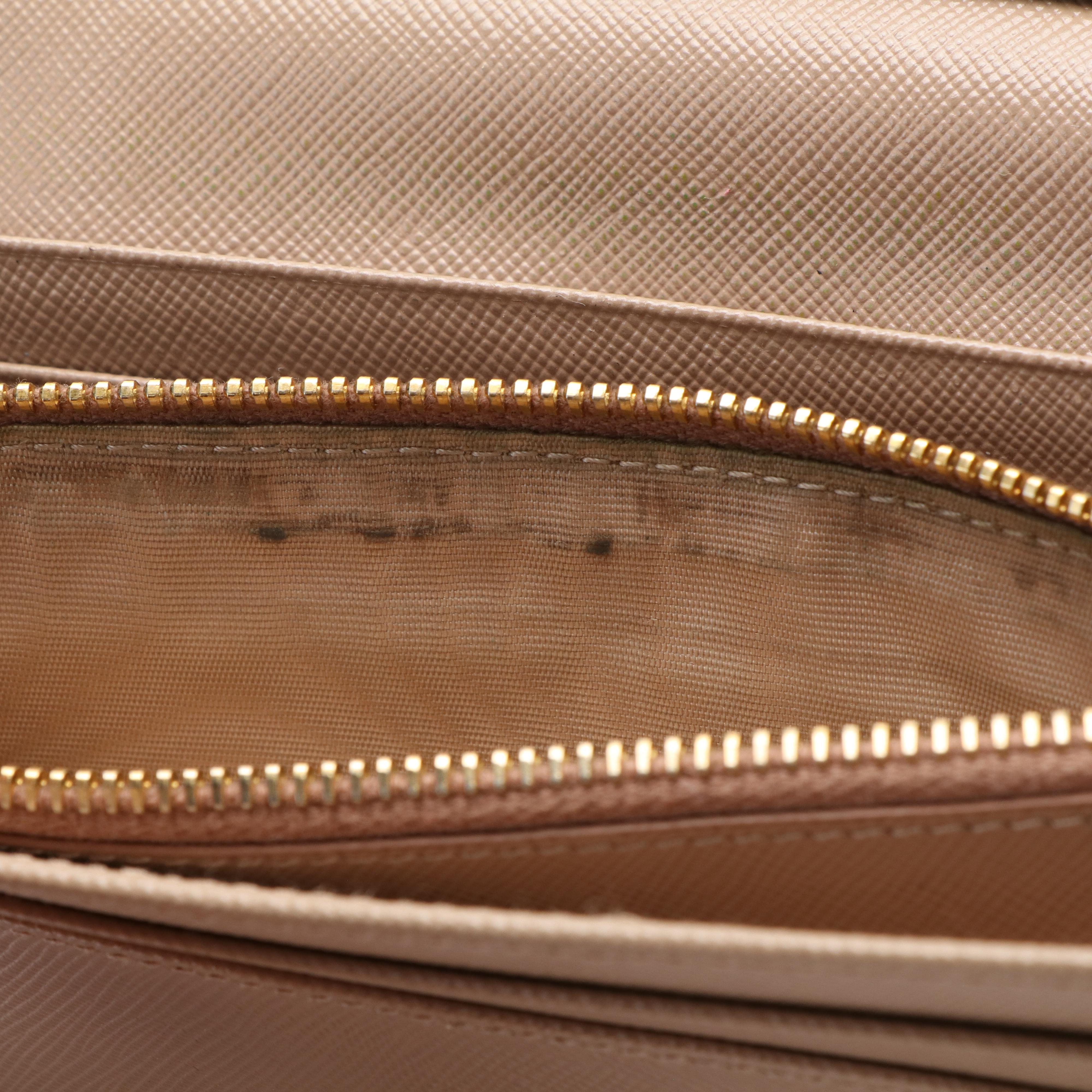 Prada Continental Bow Wallet in Beige Saffiano Leather