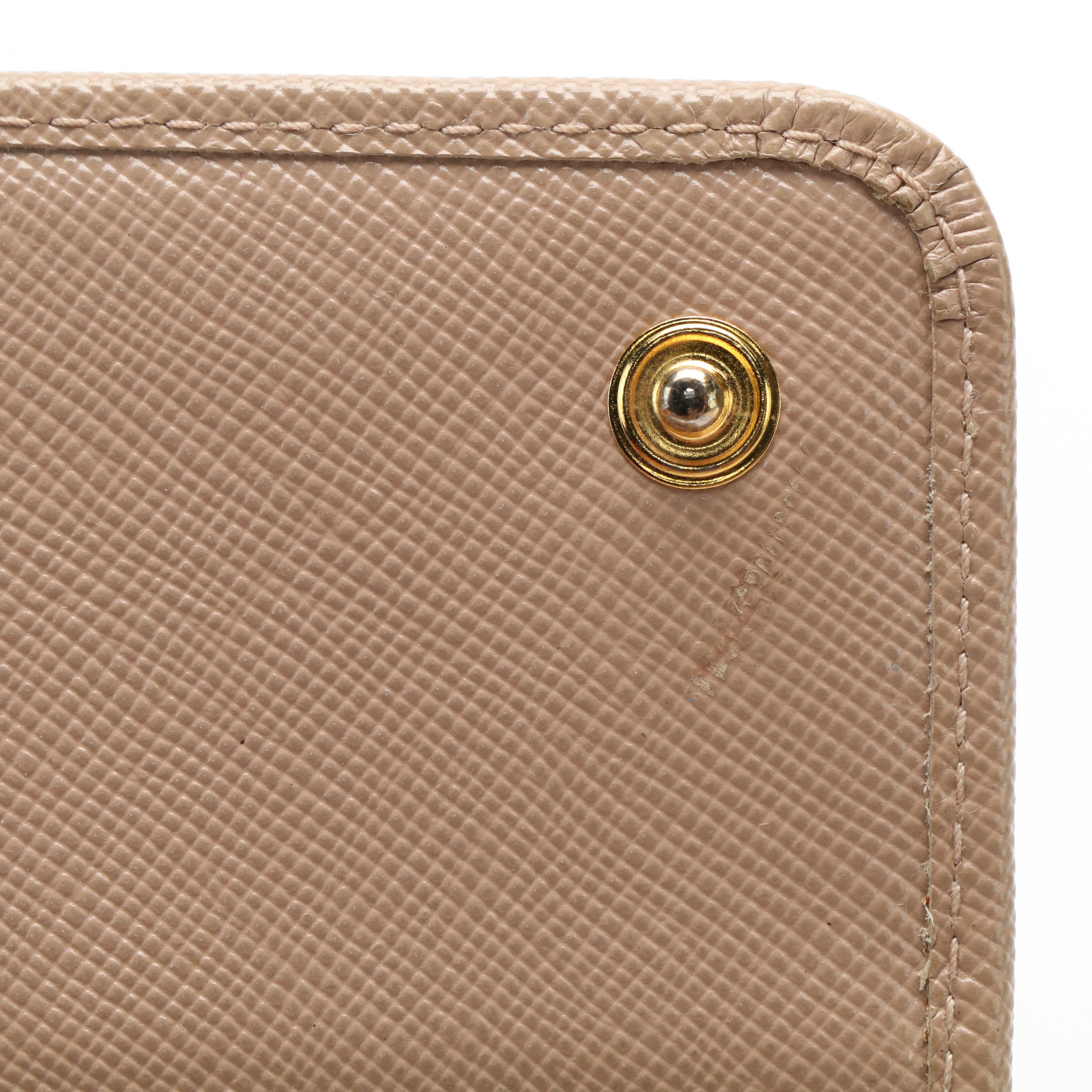 Prada Continental Bow Wallet in Beige Saffiano Leather